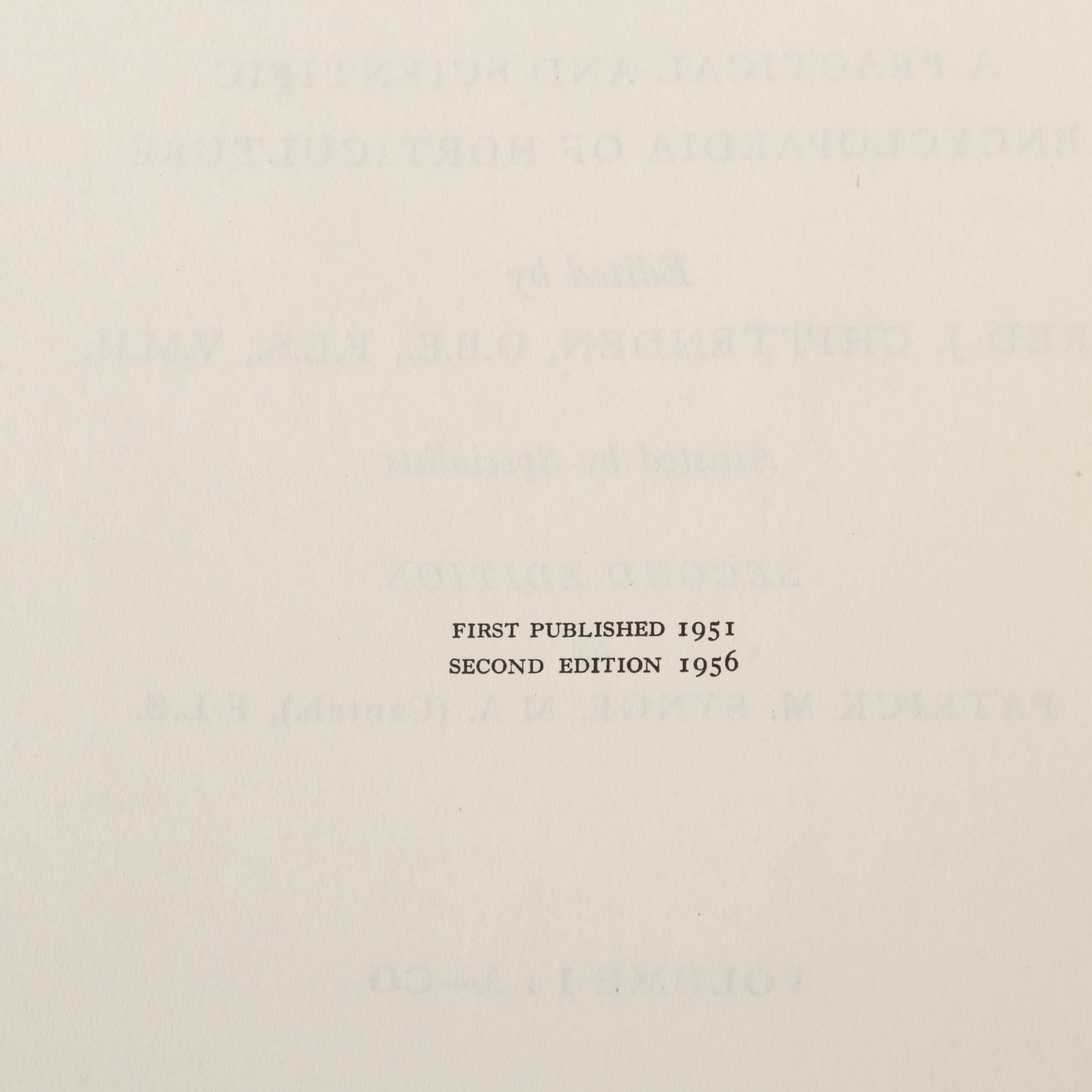 "Dictionary of Gardening" Second Edition Edited by Chittenden and Synge