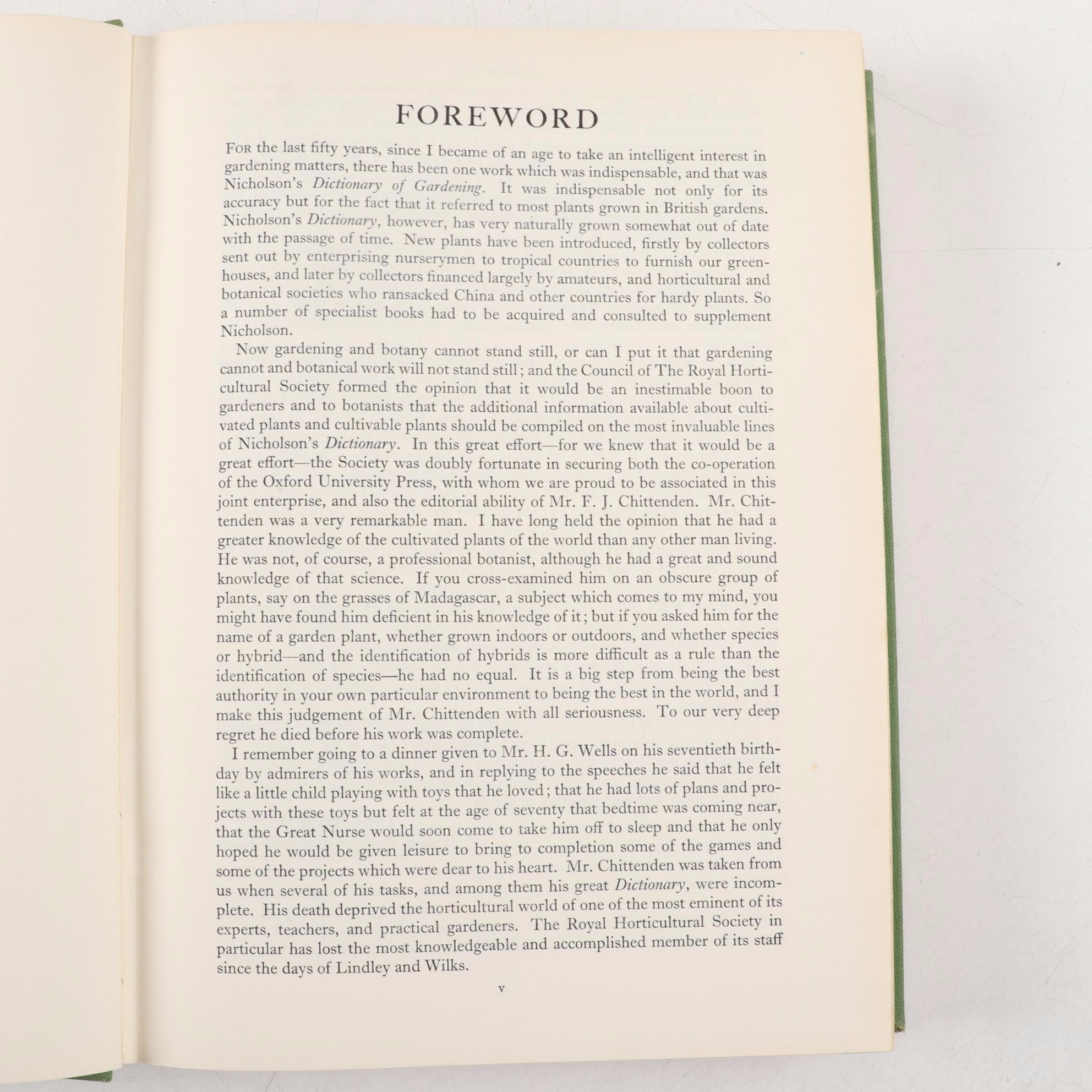 "Dictionary of Gardening" Second Edition Edited by Chittenden and Synge