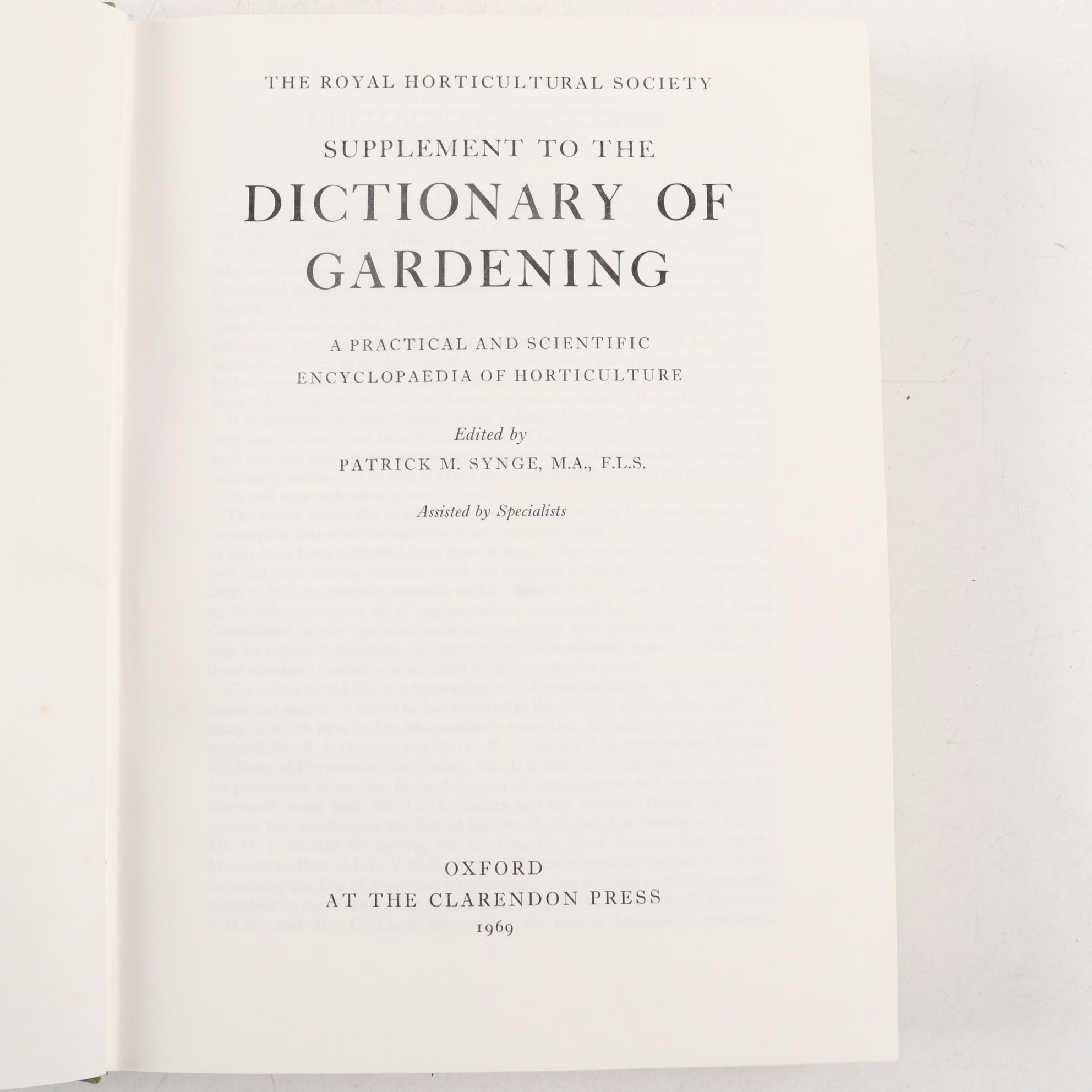 "Dictionary of Gardening" Second Edition Edited by Chittenden and Synge