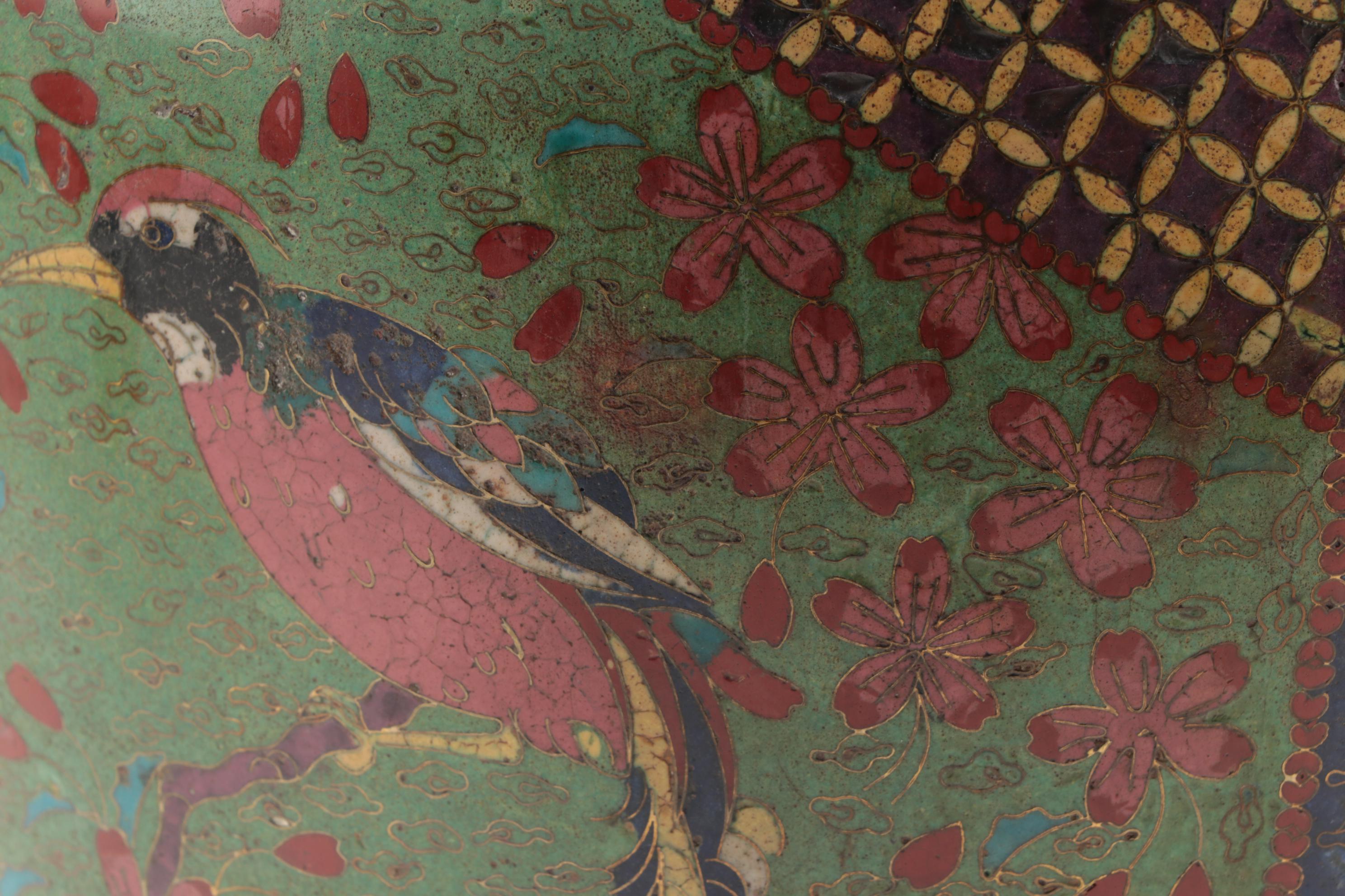 Cloisonné Brass Mounted Mantel Garniture Set, Early to Mid 20th Century