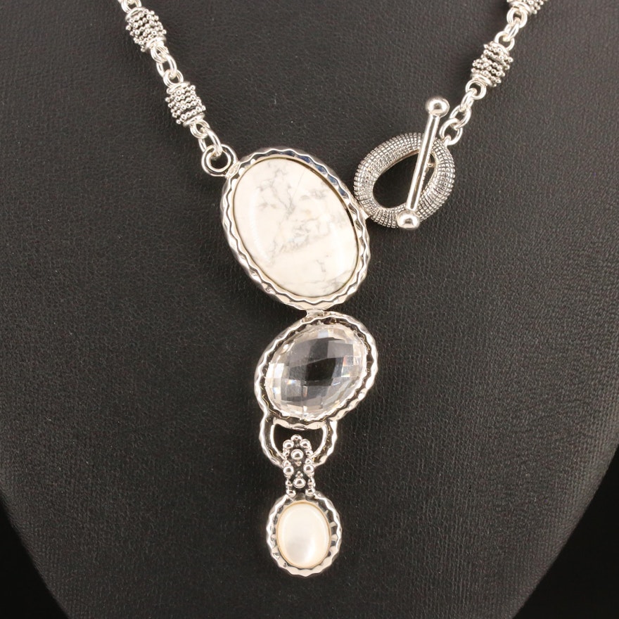 Michael Dawkins Howlite, Quartz and MOP Necklace in Sterling