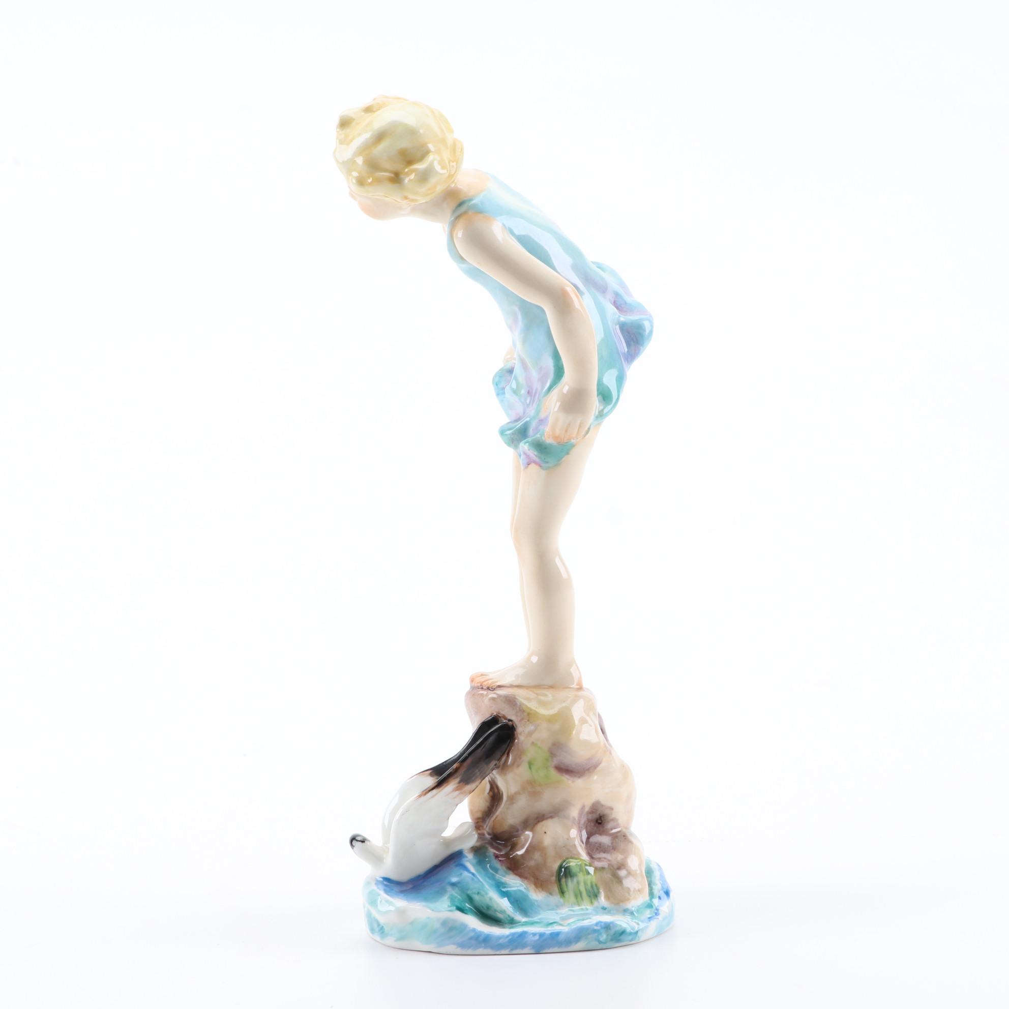 Royal Worcester "Sea Breeze" Bone China Figurine Designed by Freda Doughty, 1941