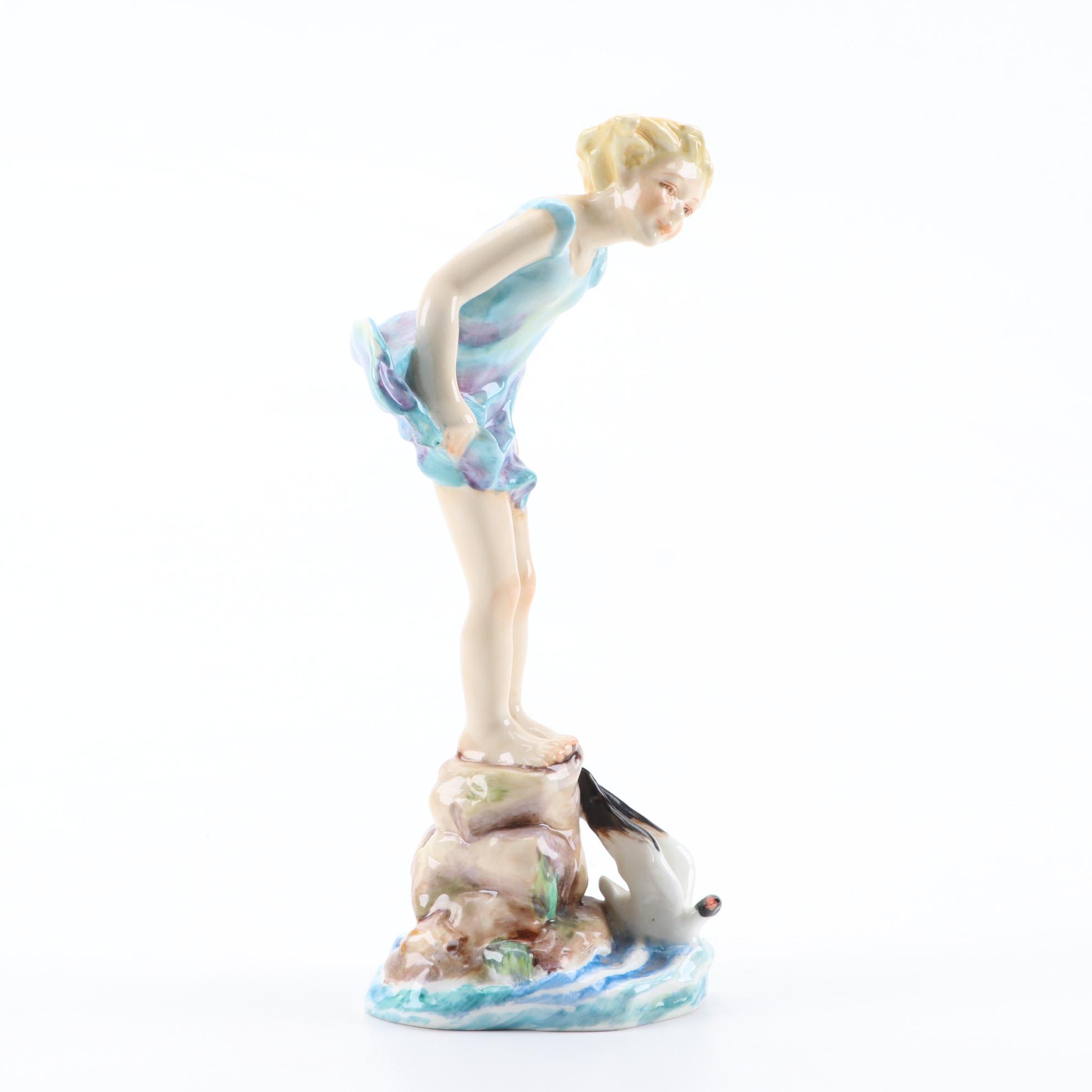 Royal Worcester "Sea Breeze" Bone China Figurine Designed by Freda Doughty, 1941