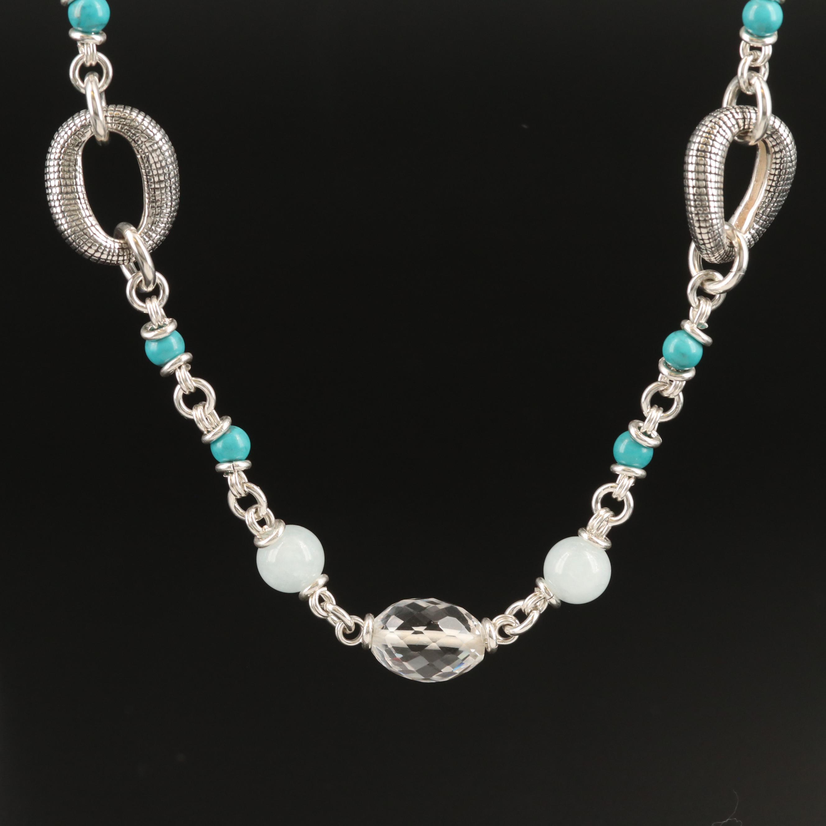 Michael Dawkins Sterling Gemstone Station Necklace