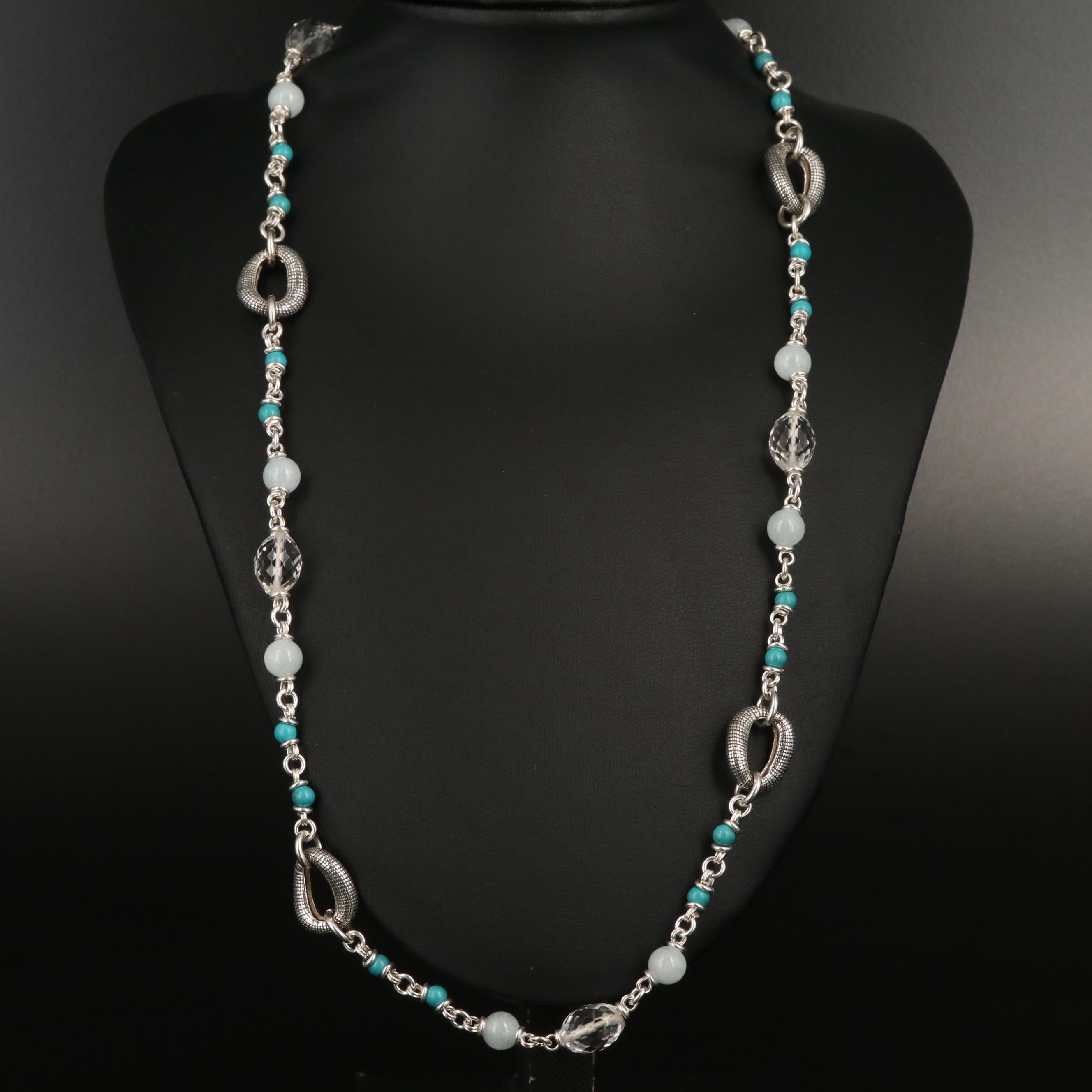 Michael Dawkins Sterling Gemstone Station Necklace