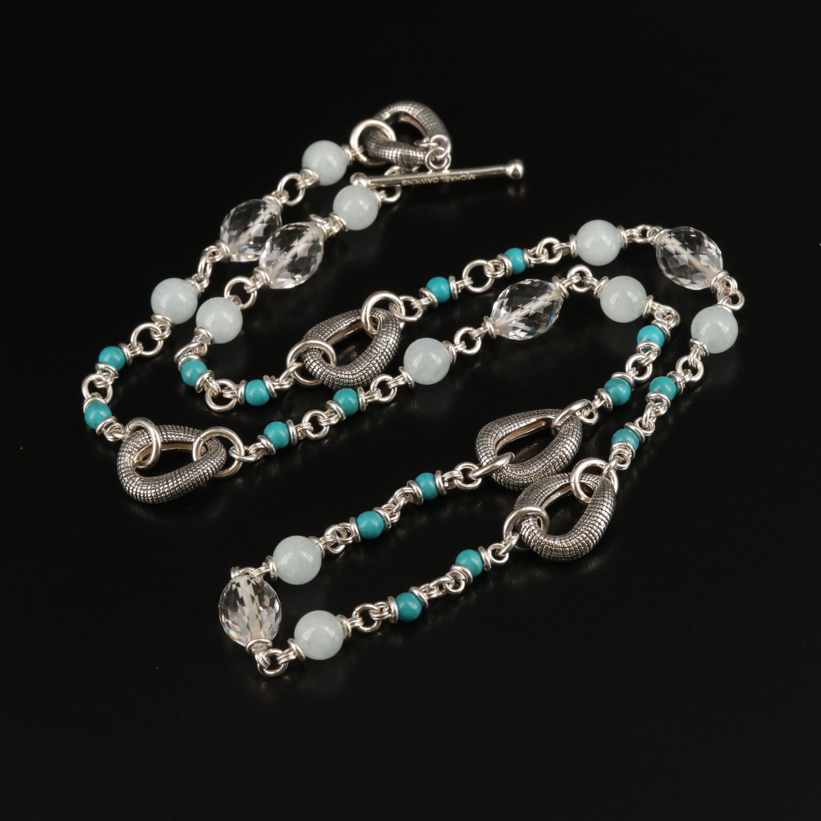 Michael Dawkins Sterling Gemstone Station Necklace
