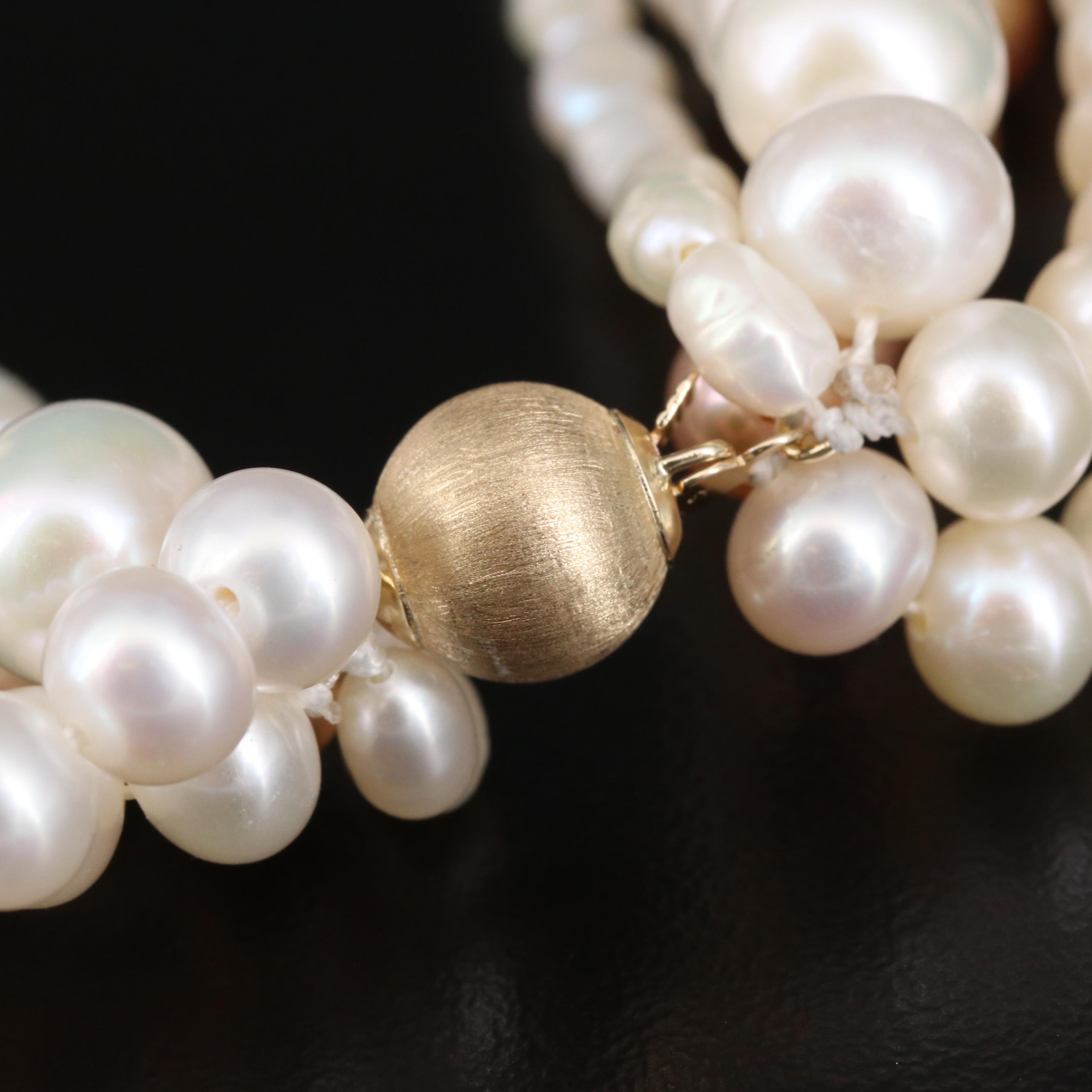 Pearl Multi-Strand Torsade Necklace with 14K Clasp