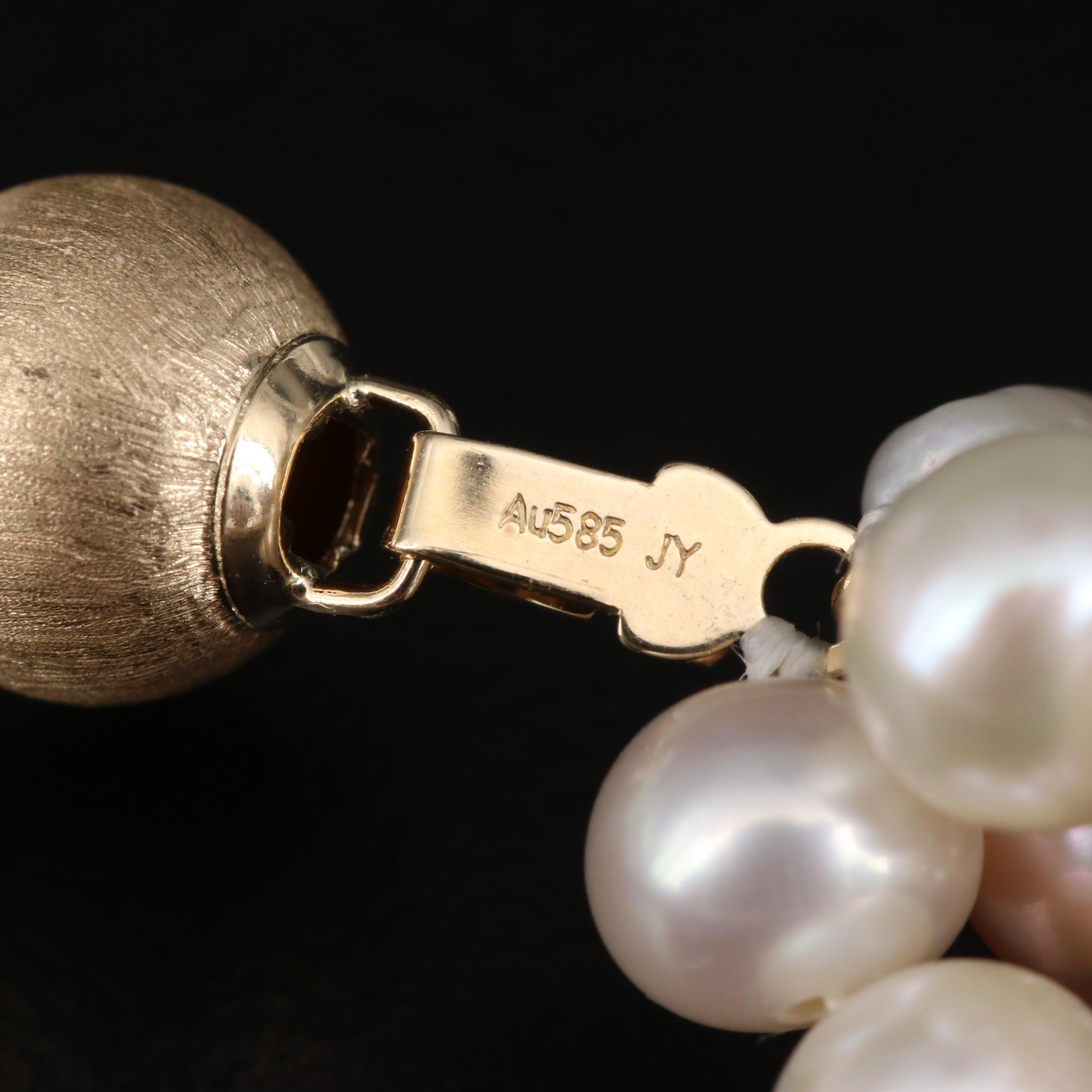 Pearl Multi-Strand Torsade Necklace with 14K Clasp