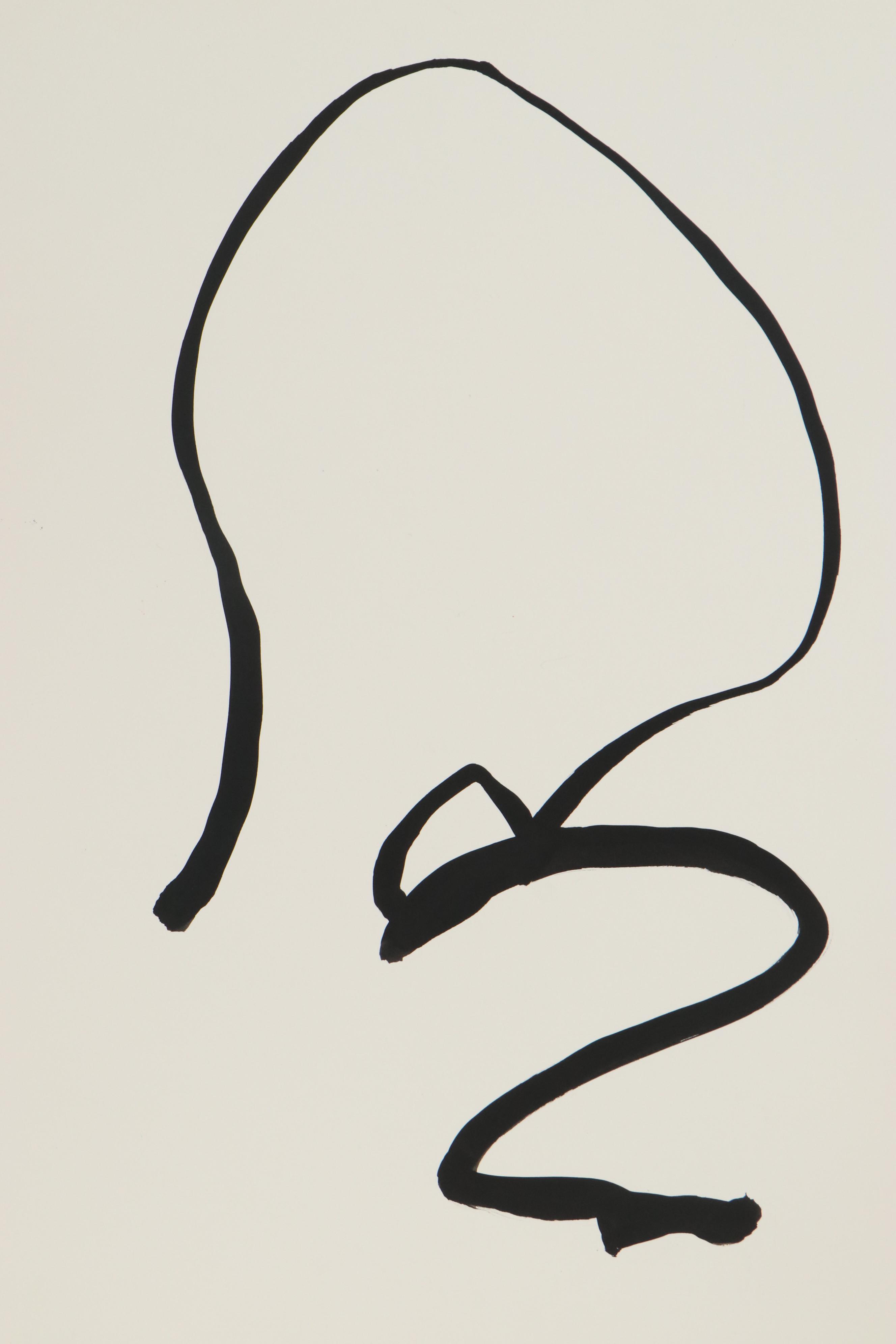 Nicholas Barbieri Minimalist Gestural Ink Drawing, Late 20th Century