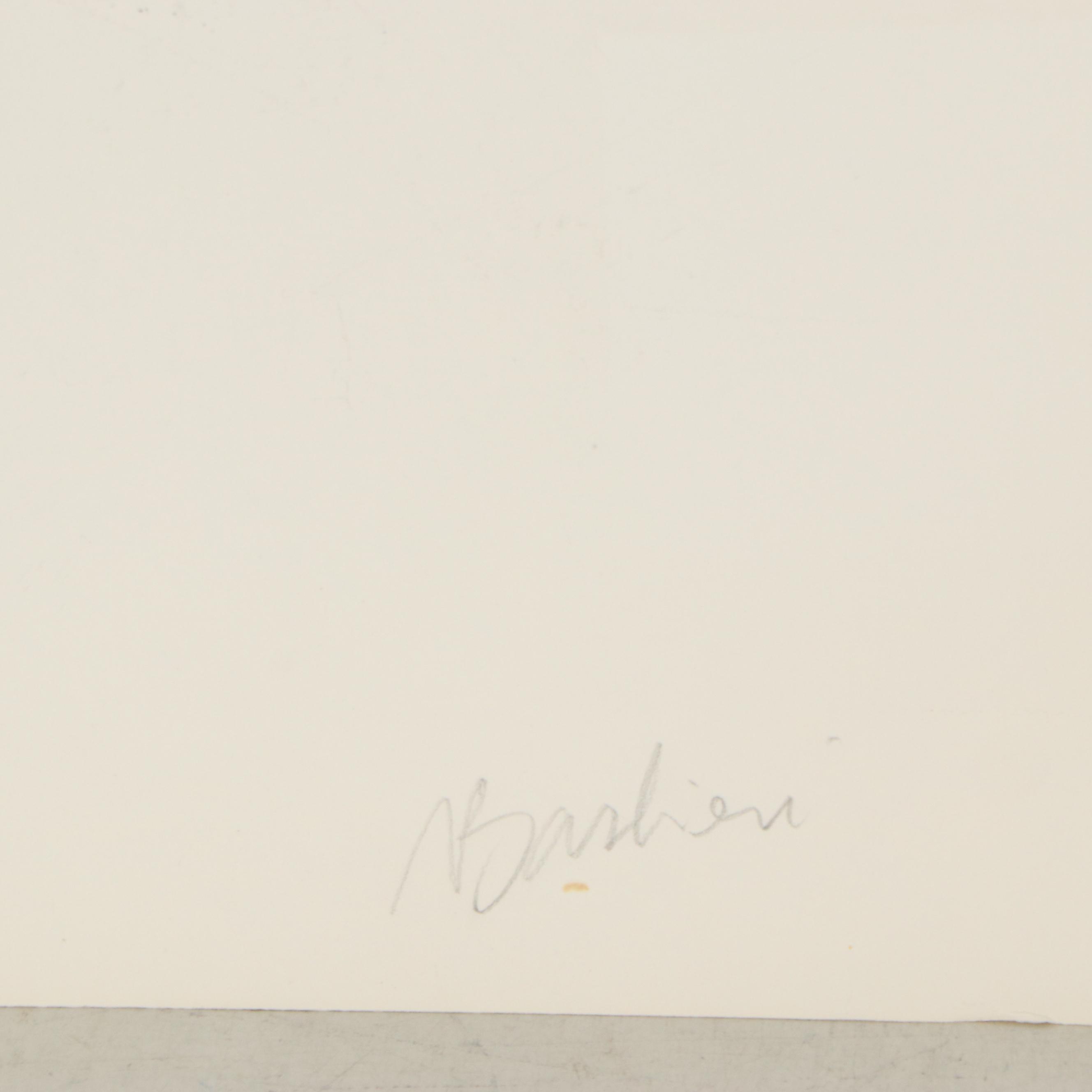 Nicholas Barbieri Minimalist Gestural Ink Drawing, Late 20th Century