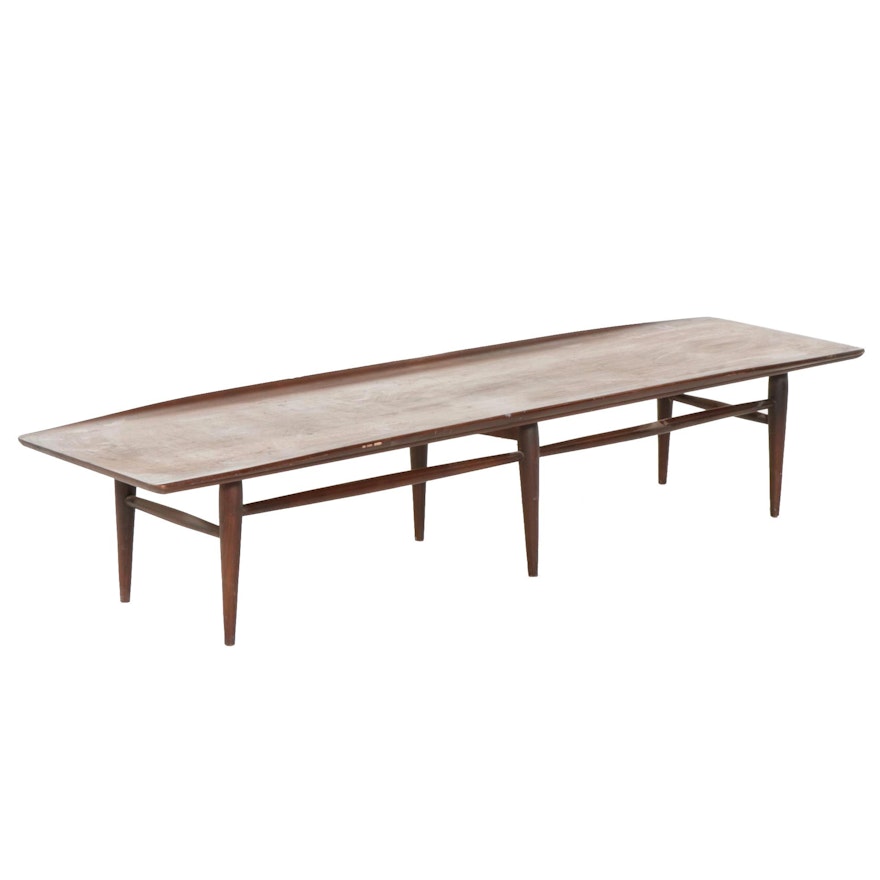 Bassett "Artisan Collection" Mid Century Modern Walnut Surfboard Coffee Table