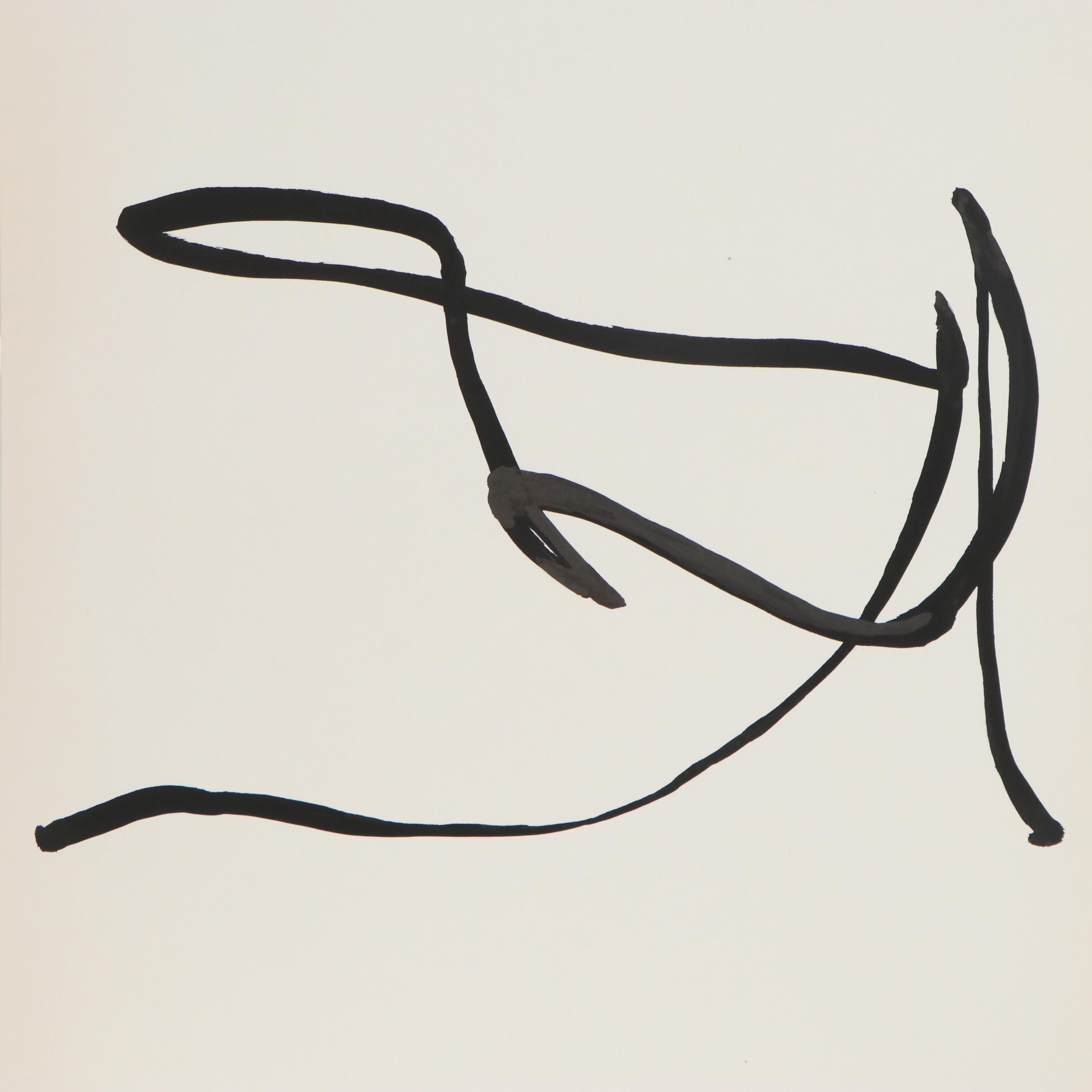 Nicholas Barbieri Minimalist Gestural Ink Drawing, Late 20th Century