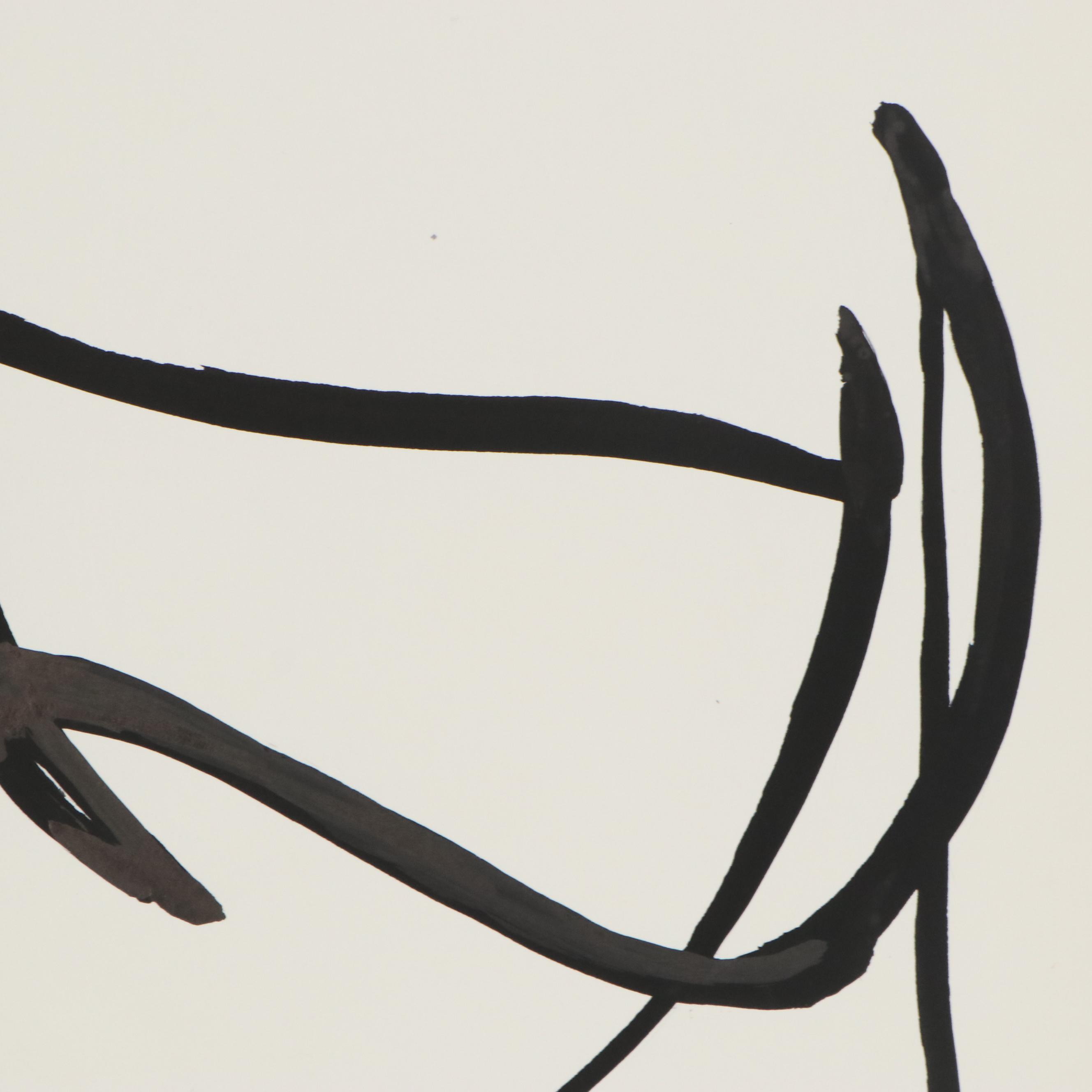 Nicholas Barbieri Minimalist Gestural Ink Drawing, Late 20th Century