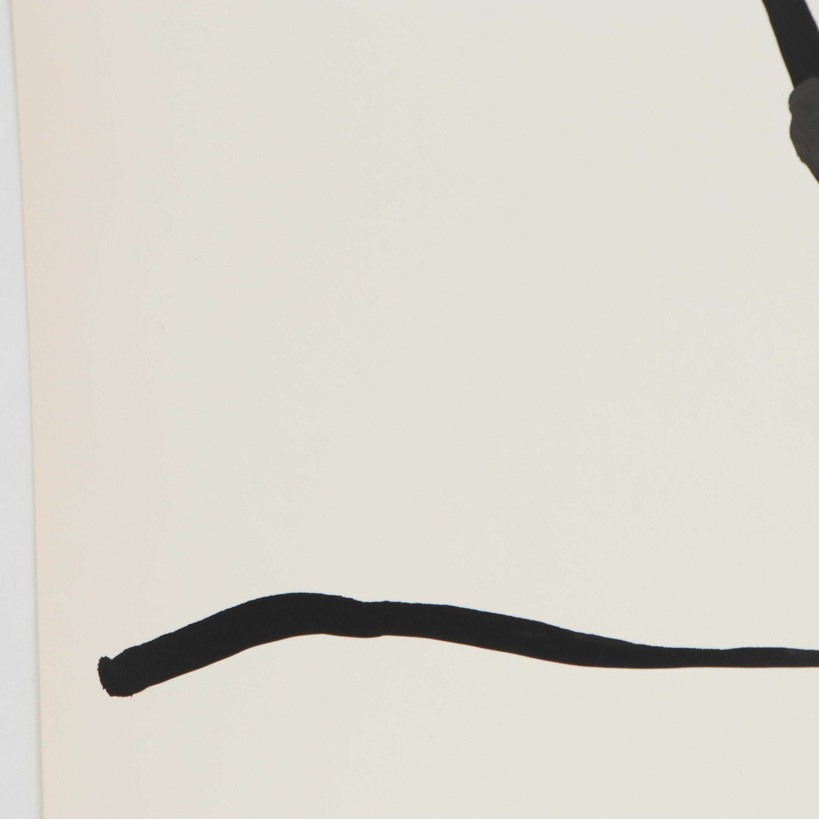 Nicholas Barbieri Minimalist Gestural Ink Drawing, Late 20th Century