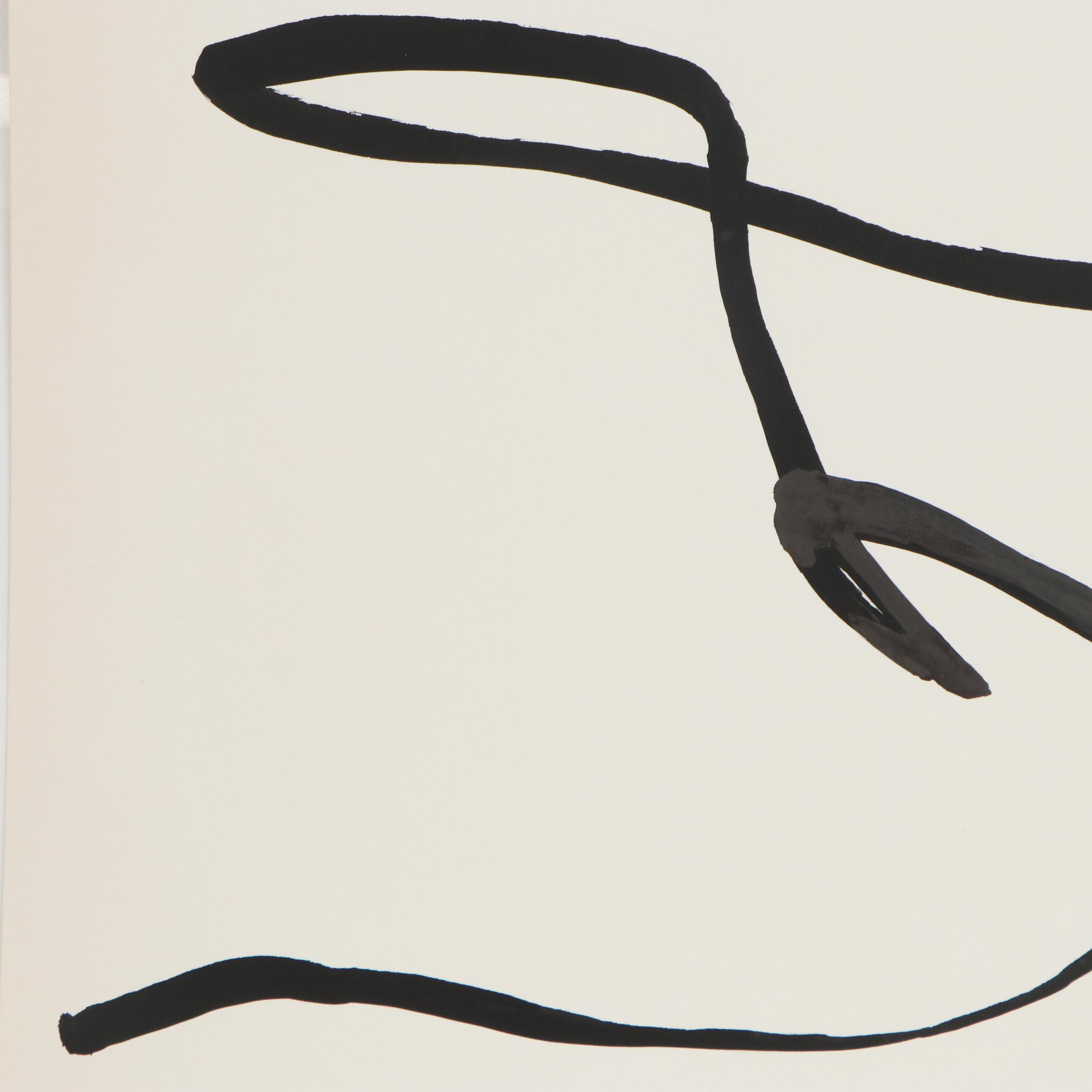 Nicholas Barbieri Minimalist Gestural Ink Drawing, Late 20th Century