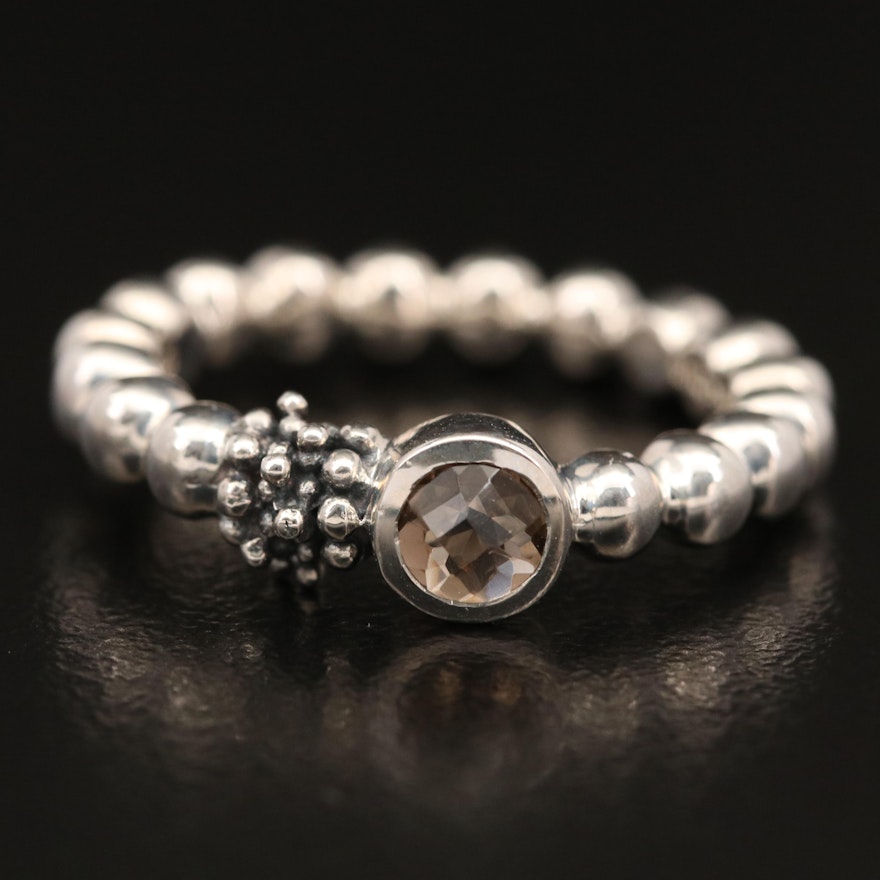 Michael Dawkins Sterling Silver Bezel Set Smoky Quartz Band