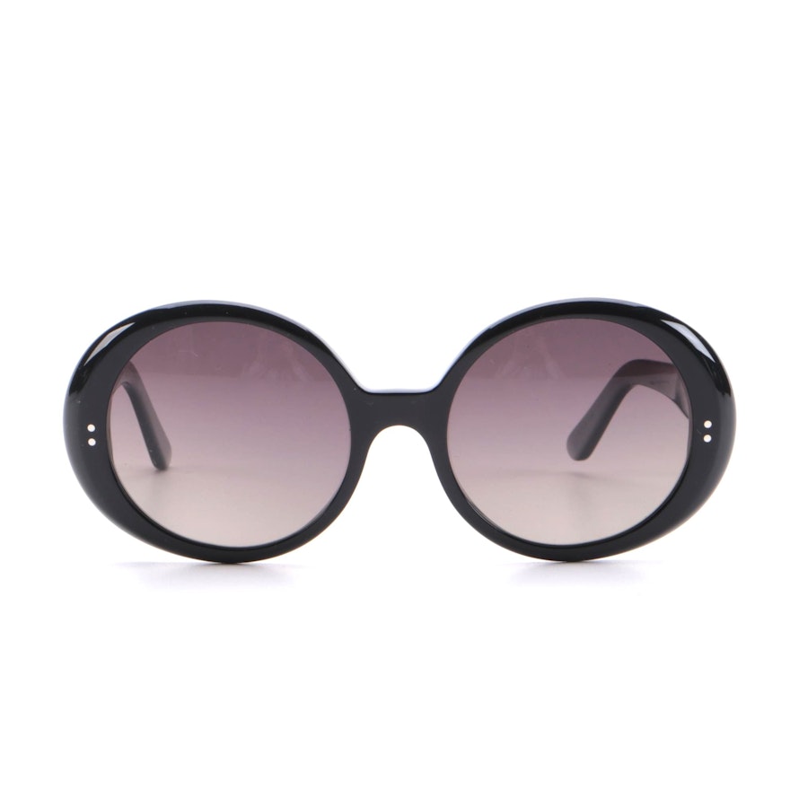 Celine CL400651 Black Acetate Round Sunglasses with Polarized Lenses