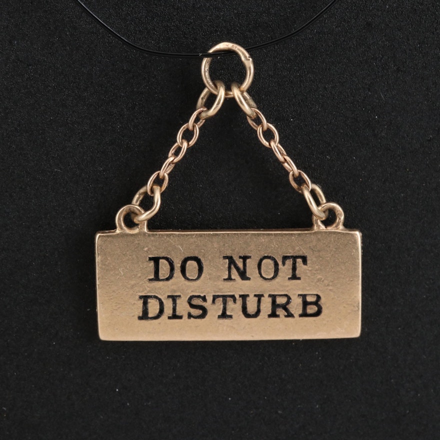 Vintage 14K "Do Not Disturb" Sign Charm
