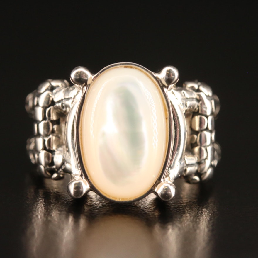 Michael Dawkins Sterling Silver Mother of Pearl Ring