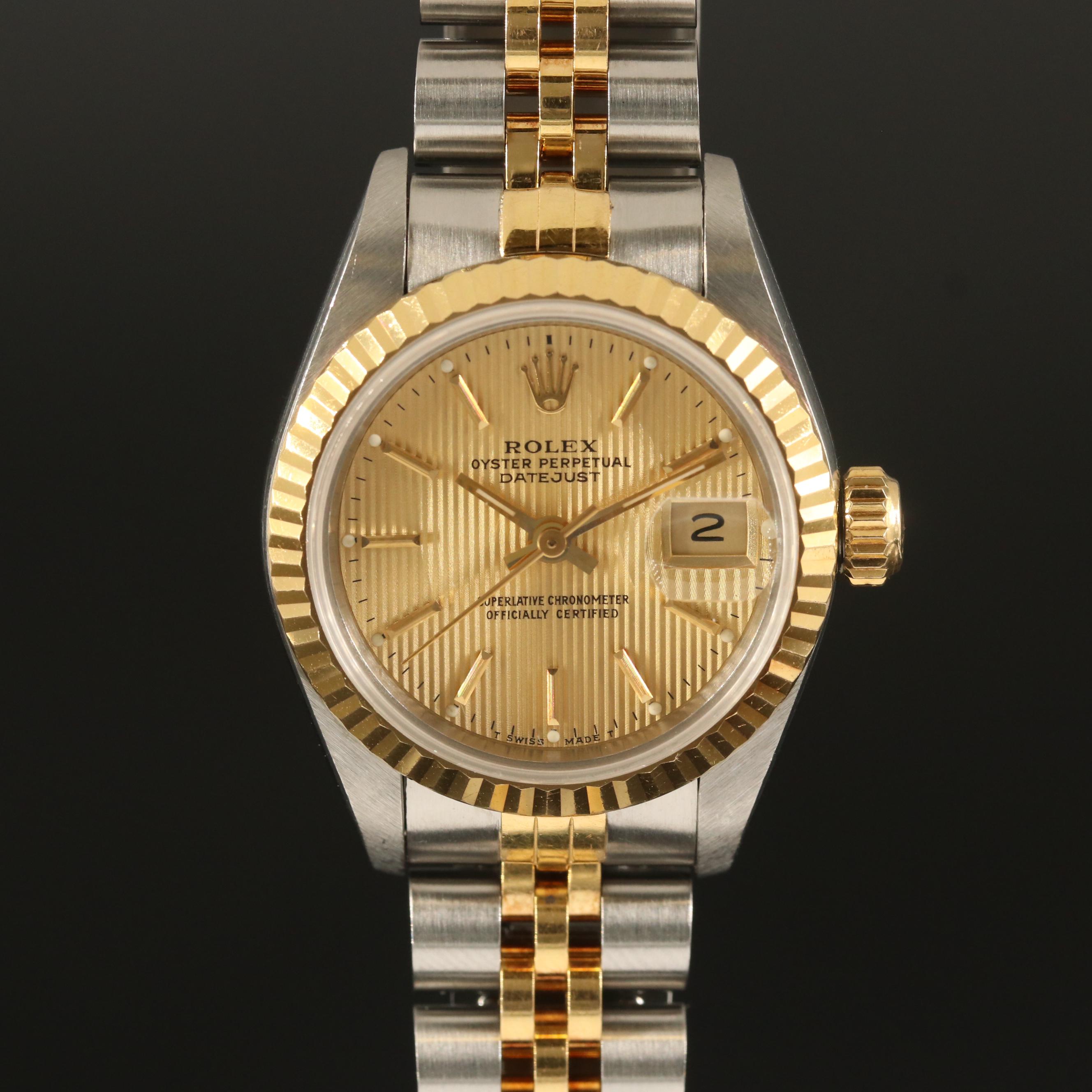 1992 Rolex "Datejust" Tapestry Dial 18K Gold and Stainless Steel Watch