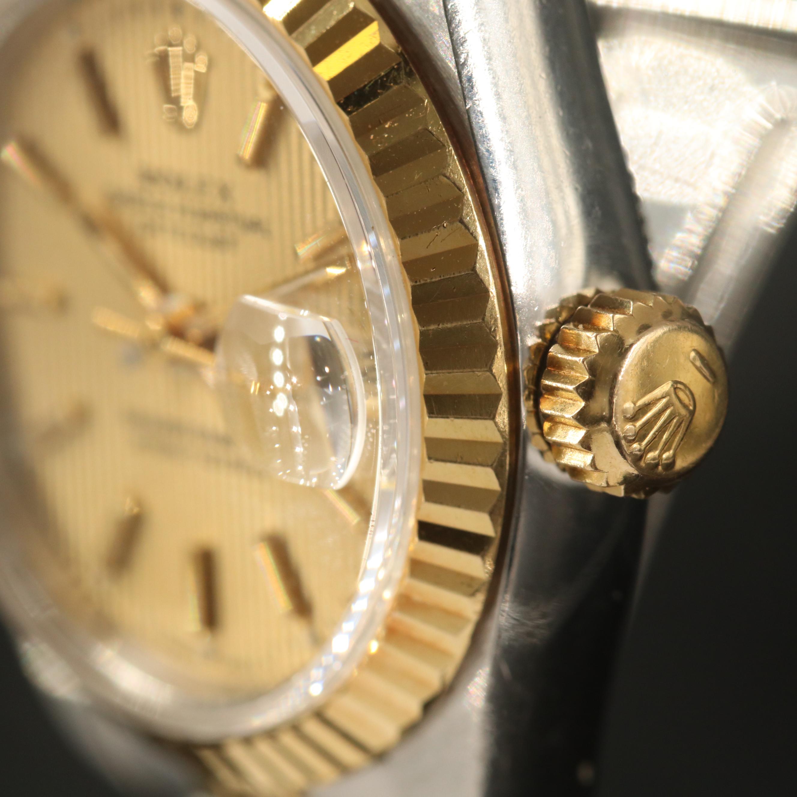 1992 Rolex "Datejust" Tapestry Dial 18K Gold and Stainless Steel Watch