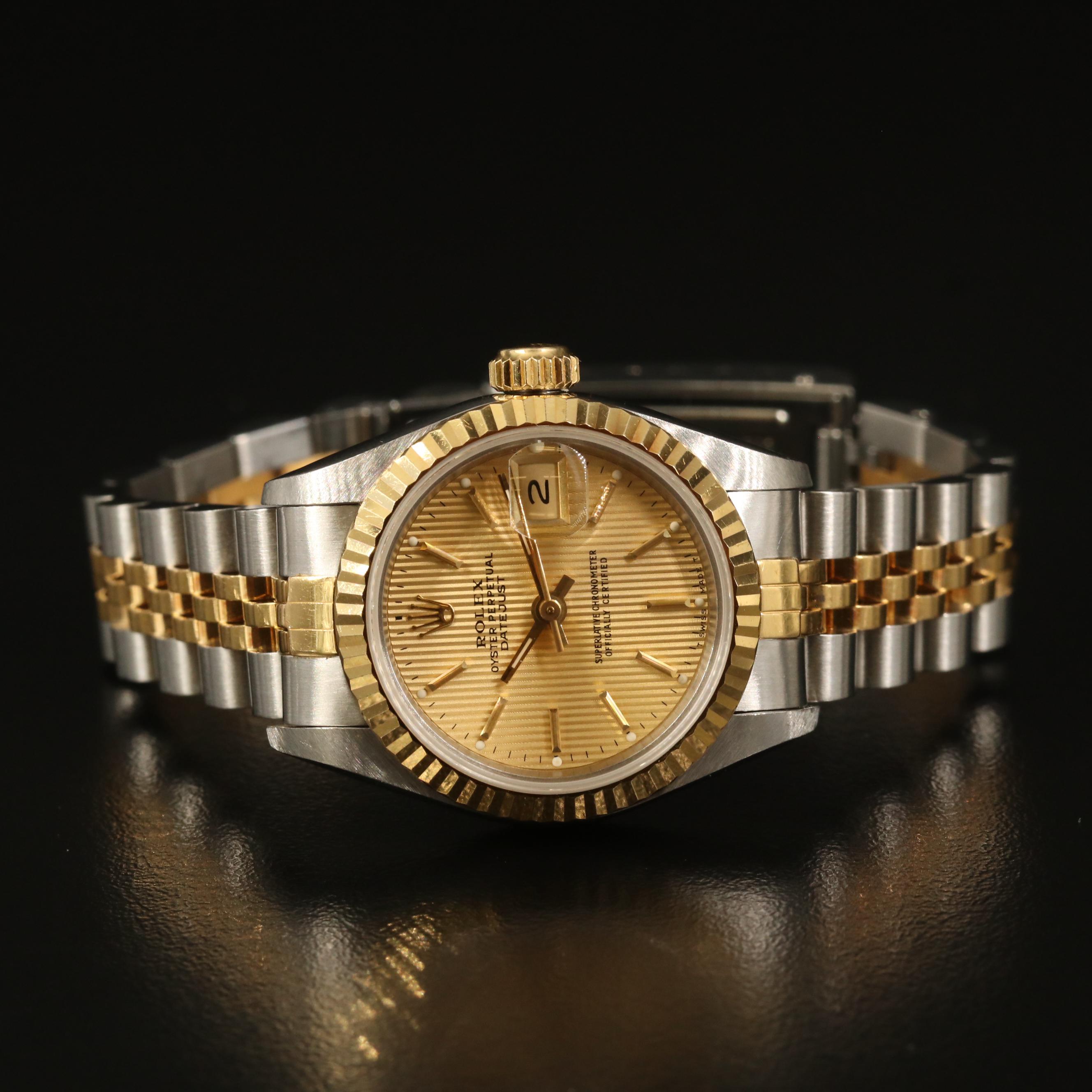 1992 Rolex "Datejust" Tapestry Dial 18K Gold and Stainless Steel Watch