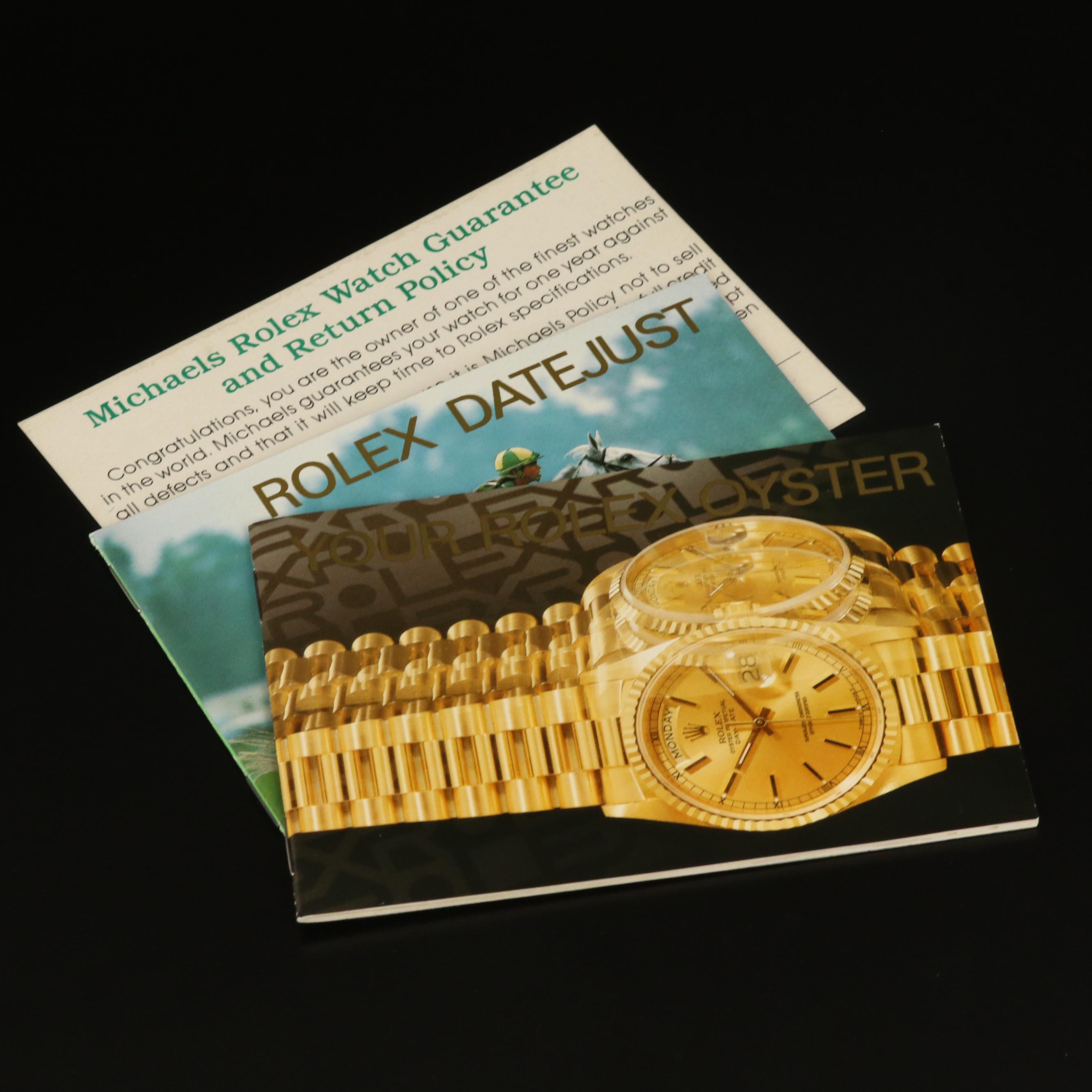 1992 Rolex "Datejust" Tapestry Dial 18K Gold and Stainless Steel Watch