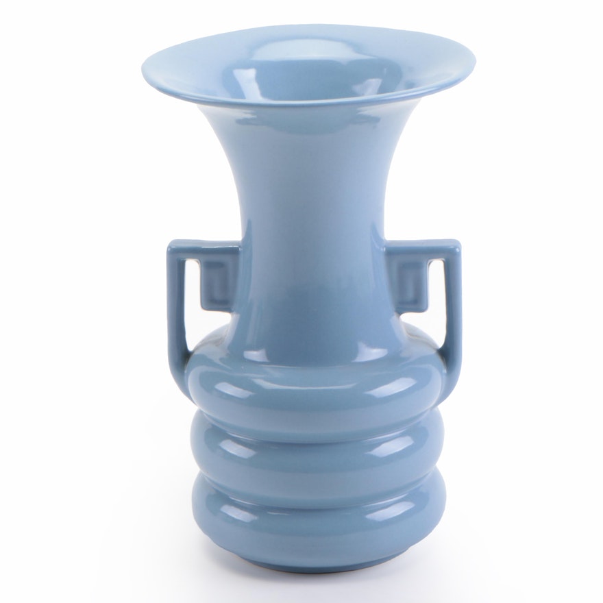 Abingdon Pottery Art Deco Blue Glazed Ceramic Vase, Early/Mid 20th Century