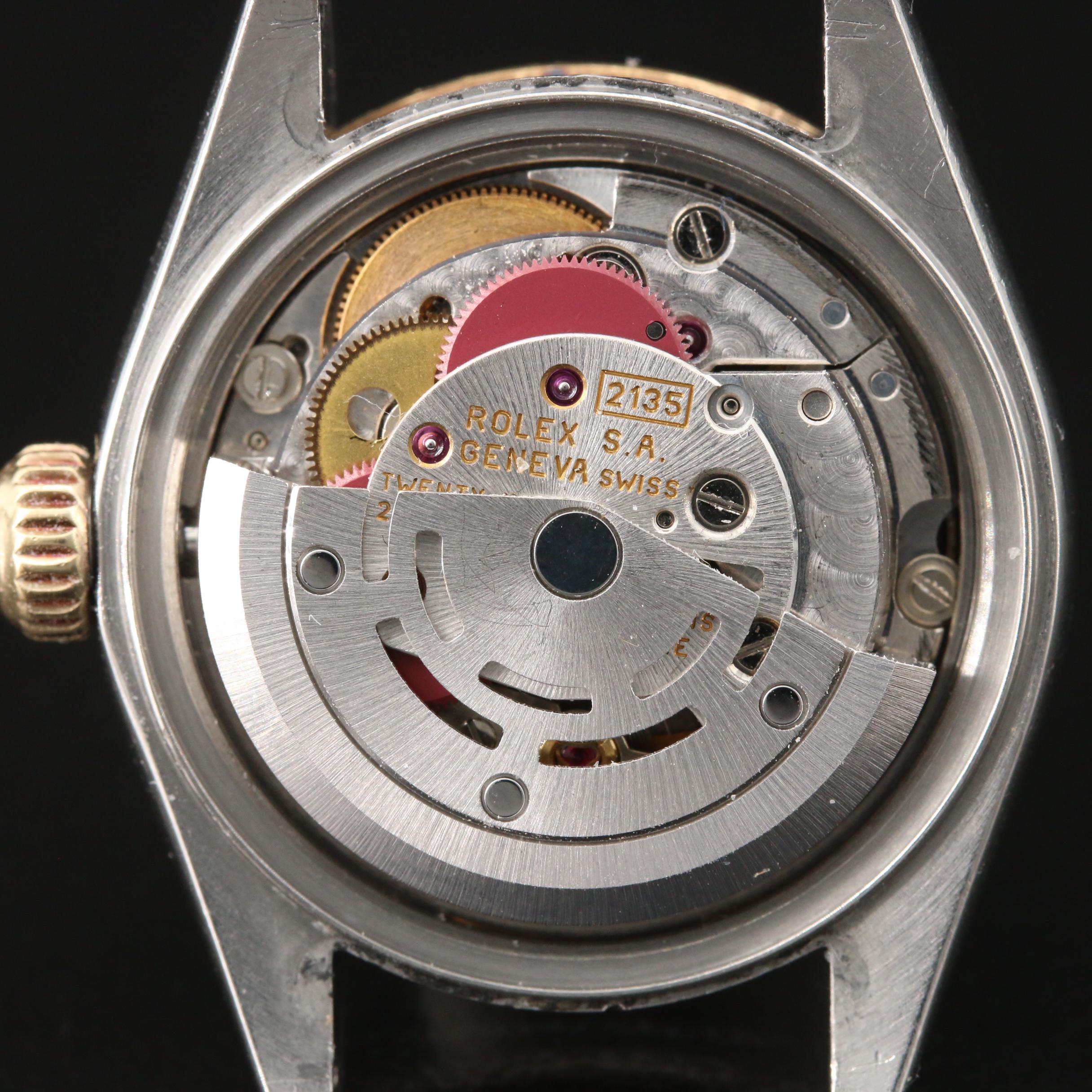 1997 Rolex Datjust Silver Tapestry Dial with 18K Gold and Stainless Steel Watch