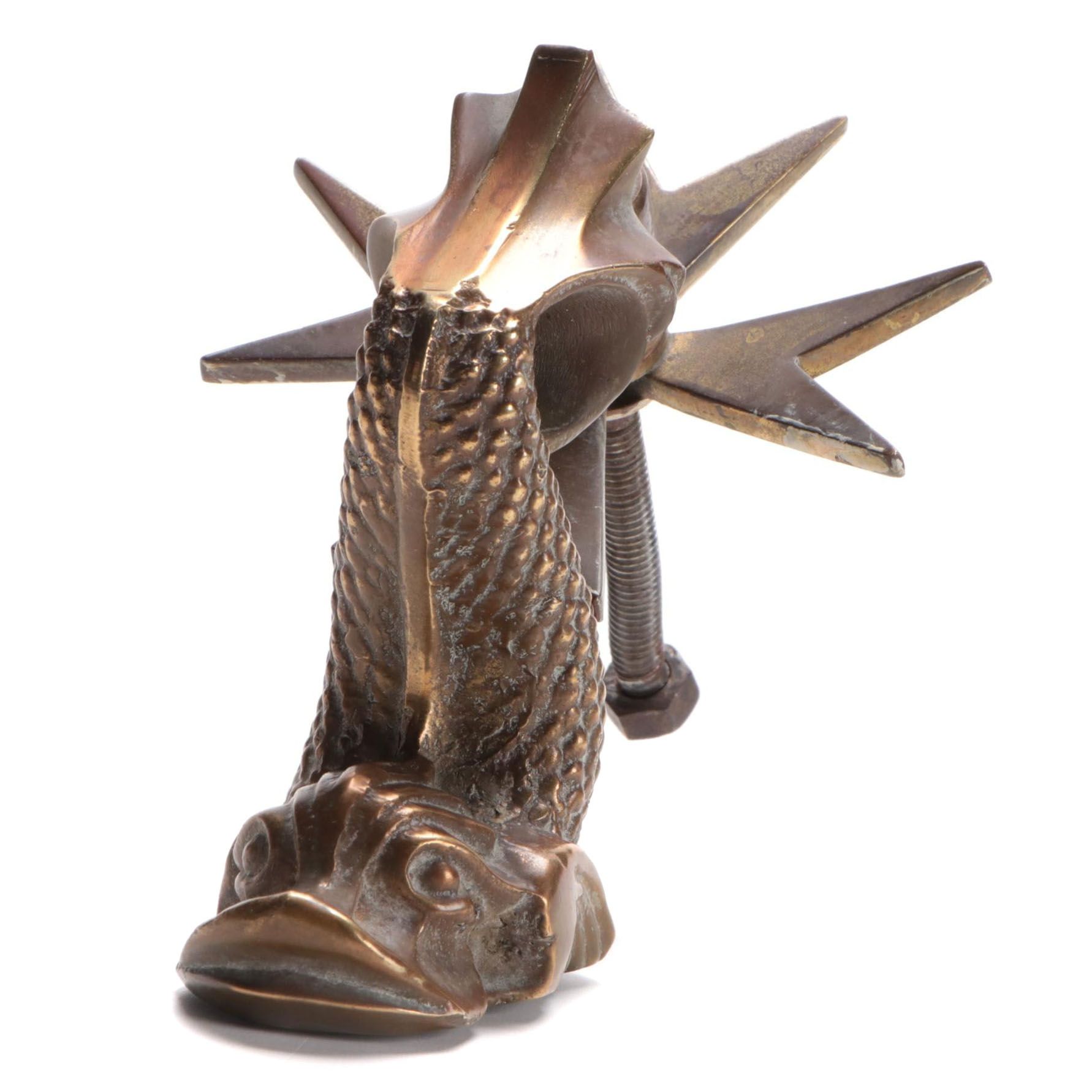 Cutajar Works Malta Solid Brass Dolphin Door Knocker, Early to Mid 20th C.