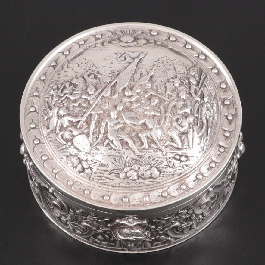 John George Smith Import Sterling Silver Repoussé Hinged Box, circa 1900