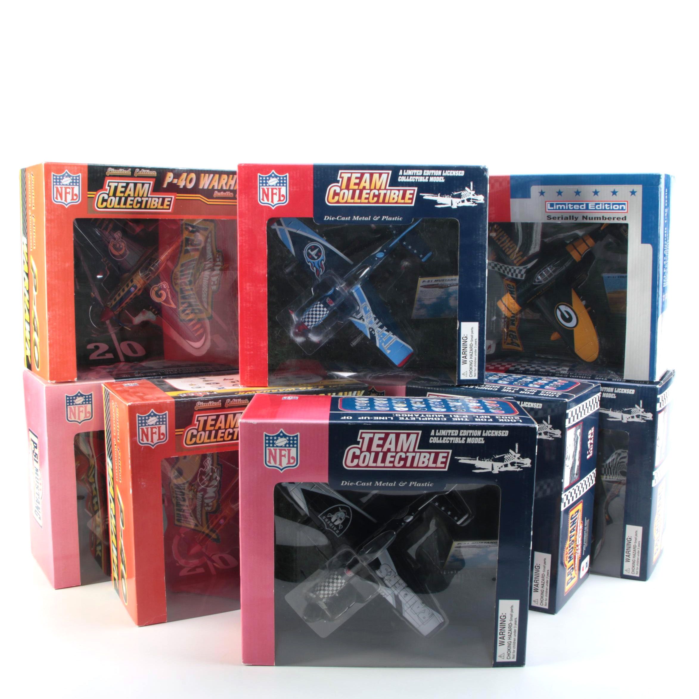 NFL Teams P-51 Mustang, P-40 Warhawk, and P-47 Thunderbolt Diecast Planes