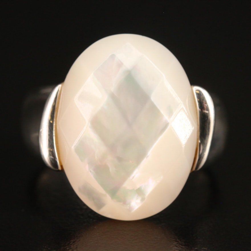 Michael Dawkins Sterling Silver Mother of Pearl Ring