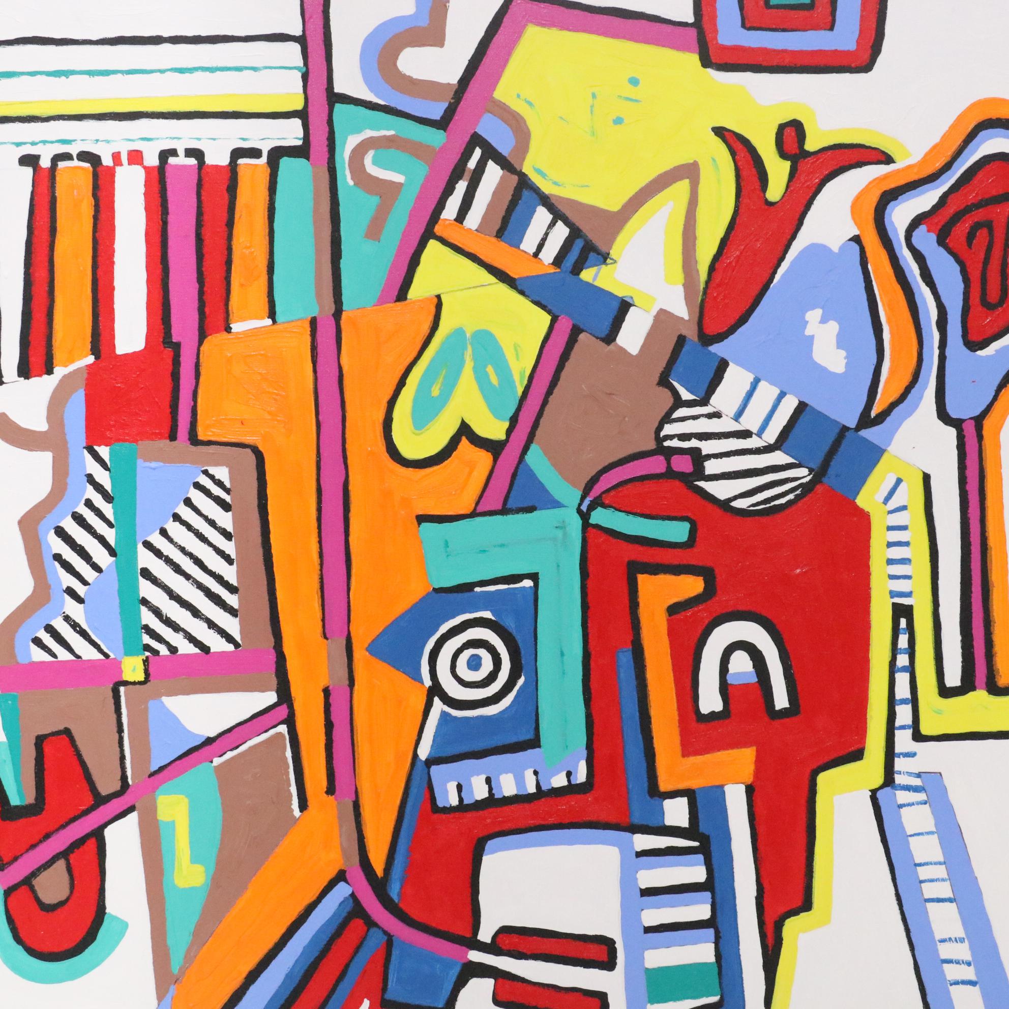 Phyllis Trager Hyman Abstract Acrylic Painting "Vague Eyes," 2005