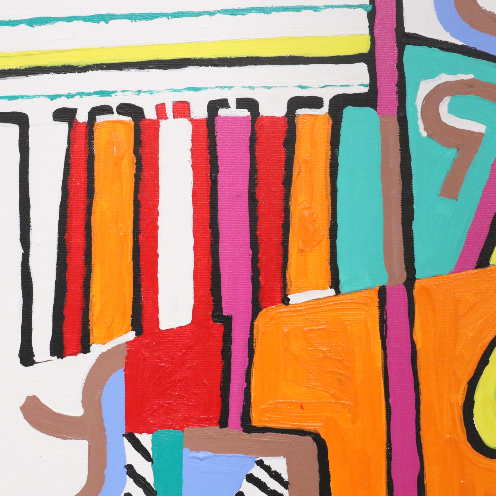 Phyllis Trager Hyman Abstract Acrylic Painting "Vague Eyes," 2005