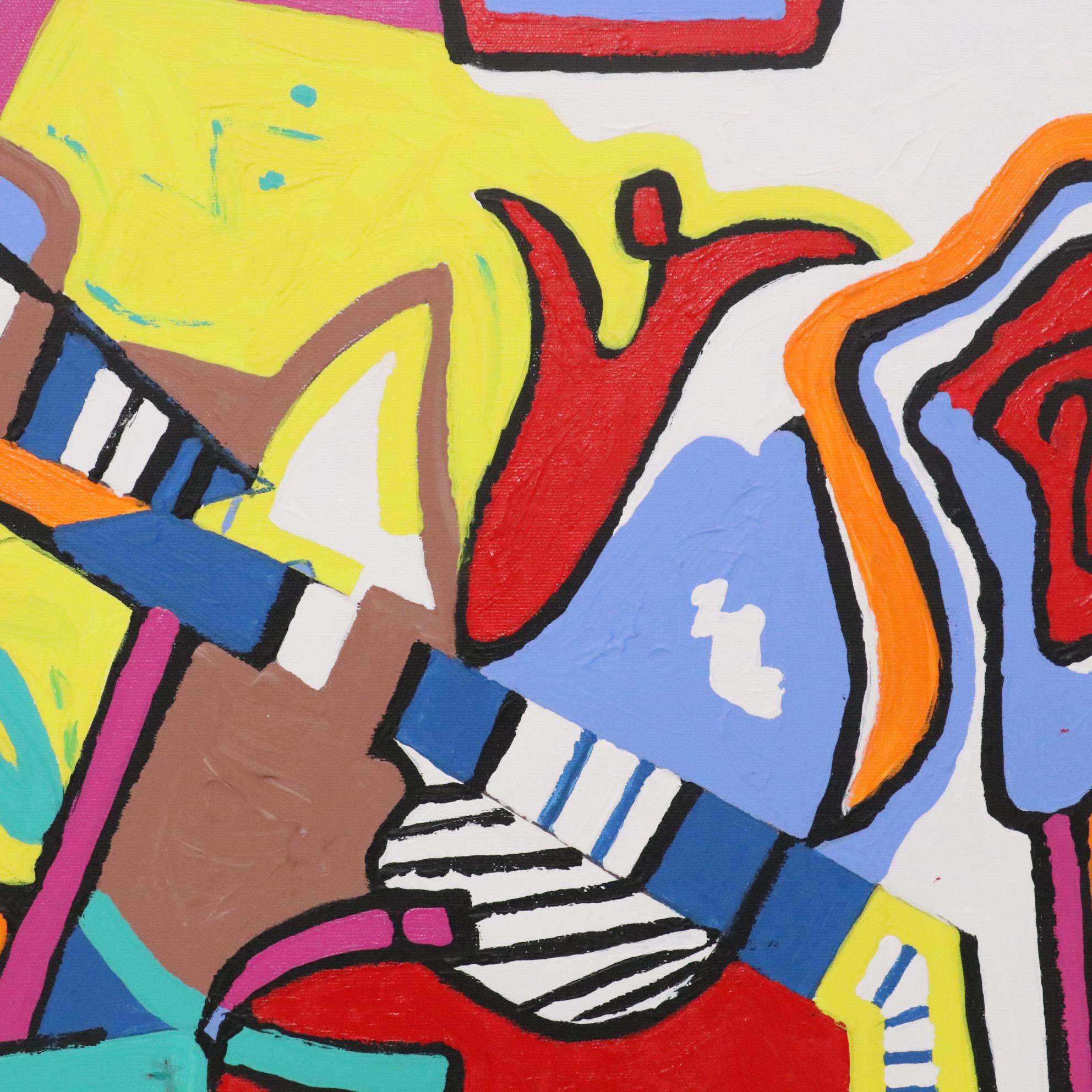 Phyllis Trager Hyman Abstract Acrylic Painting "Vague Eyes," 2005