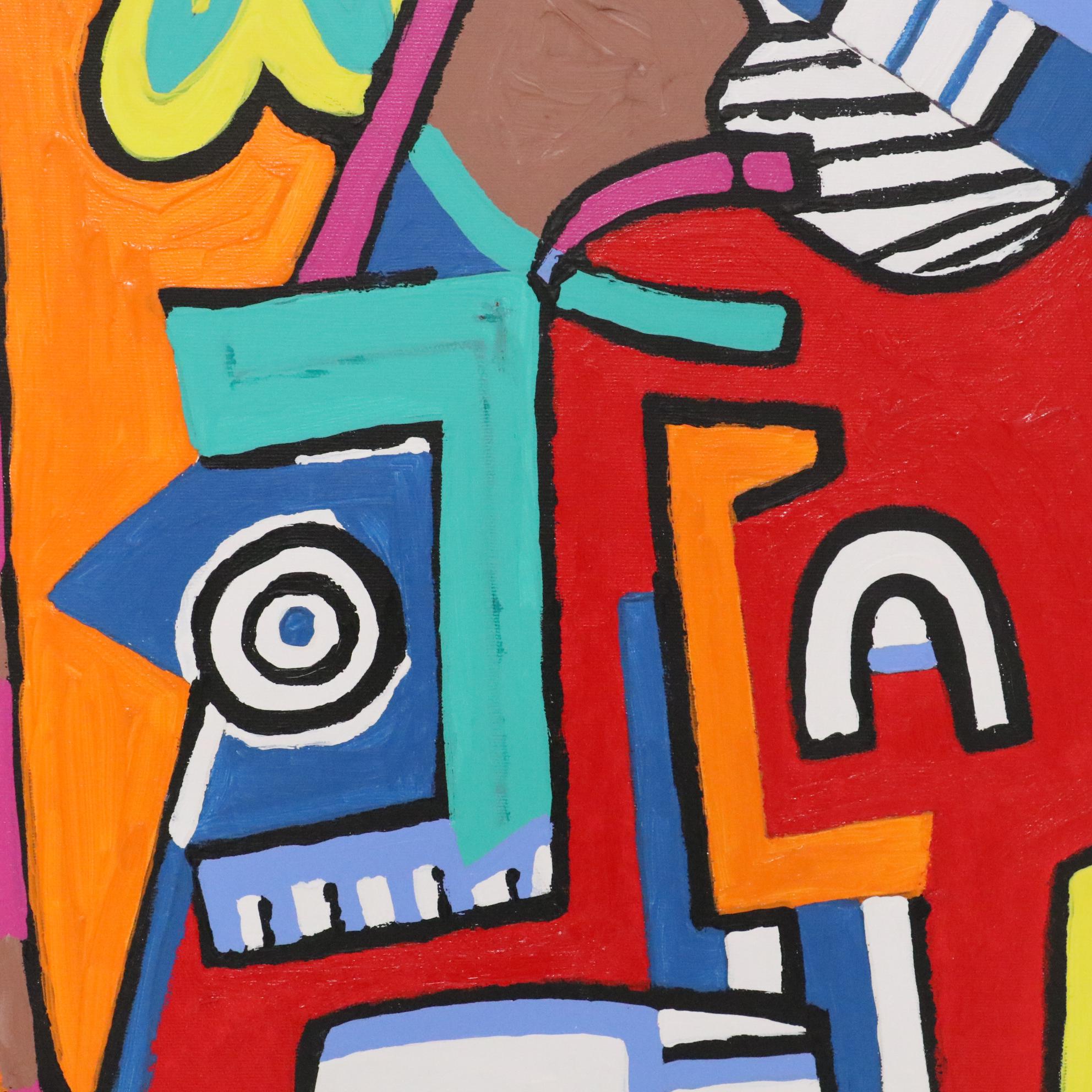 Phyllis Trager Hyman Abstract Acrylic Painting "Vague Eyes," 2005