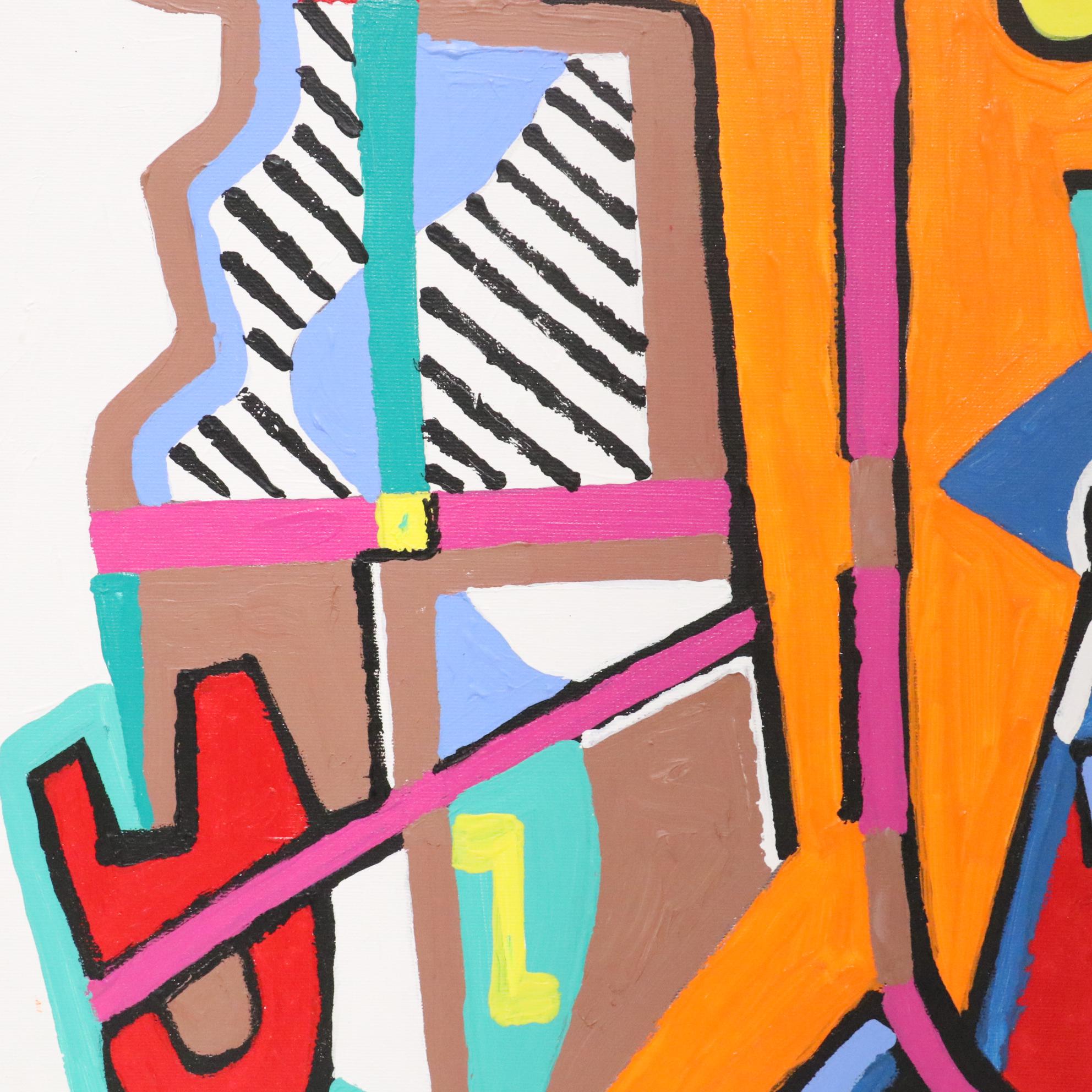 Phyllis Trager Hyman Abstract Acrylic Painting "Vague Eyes," 2005