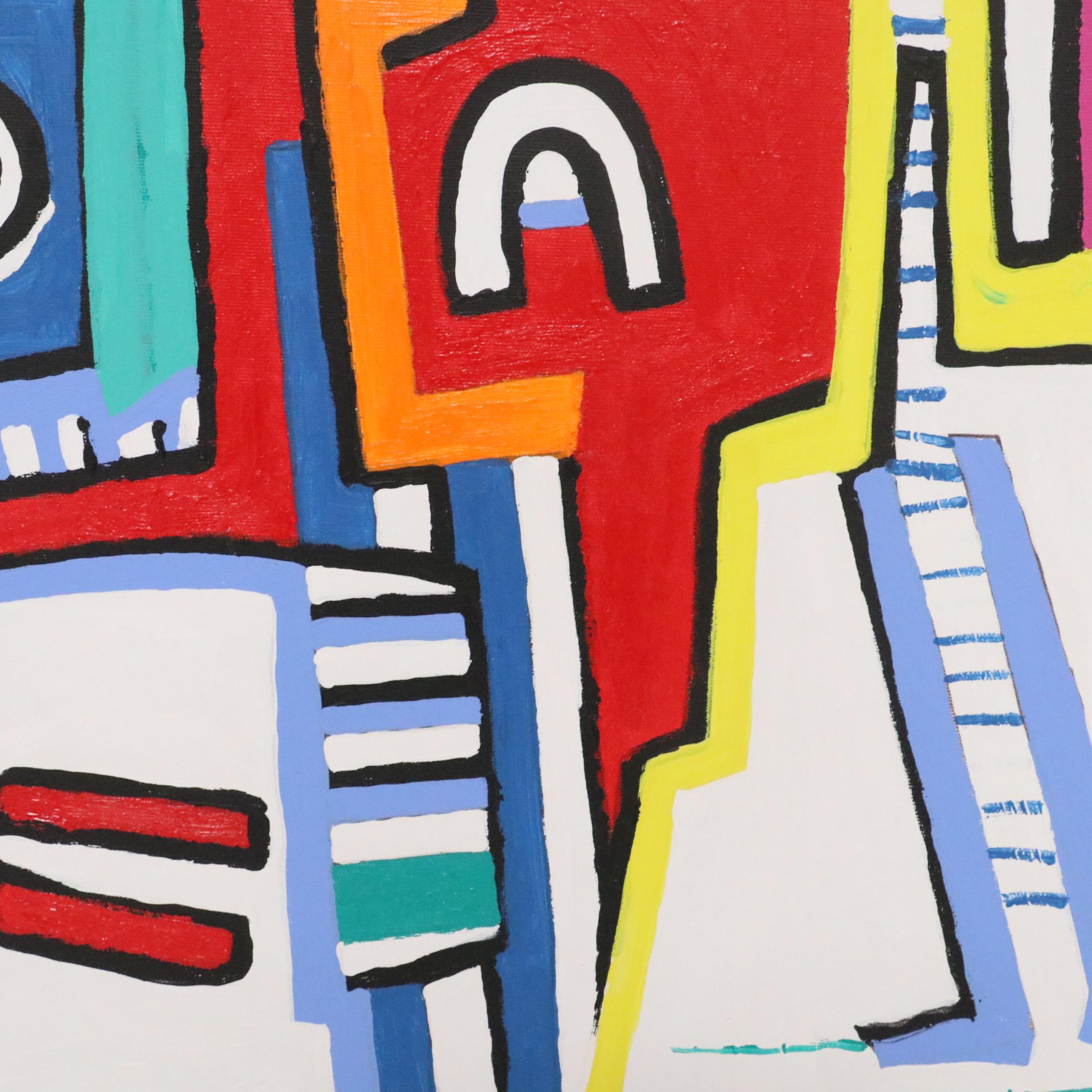 Phyllis Trager Hyman Abstract Acrylic Painting "Vague Eyes," 2005