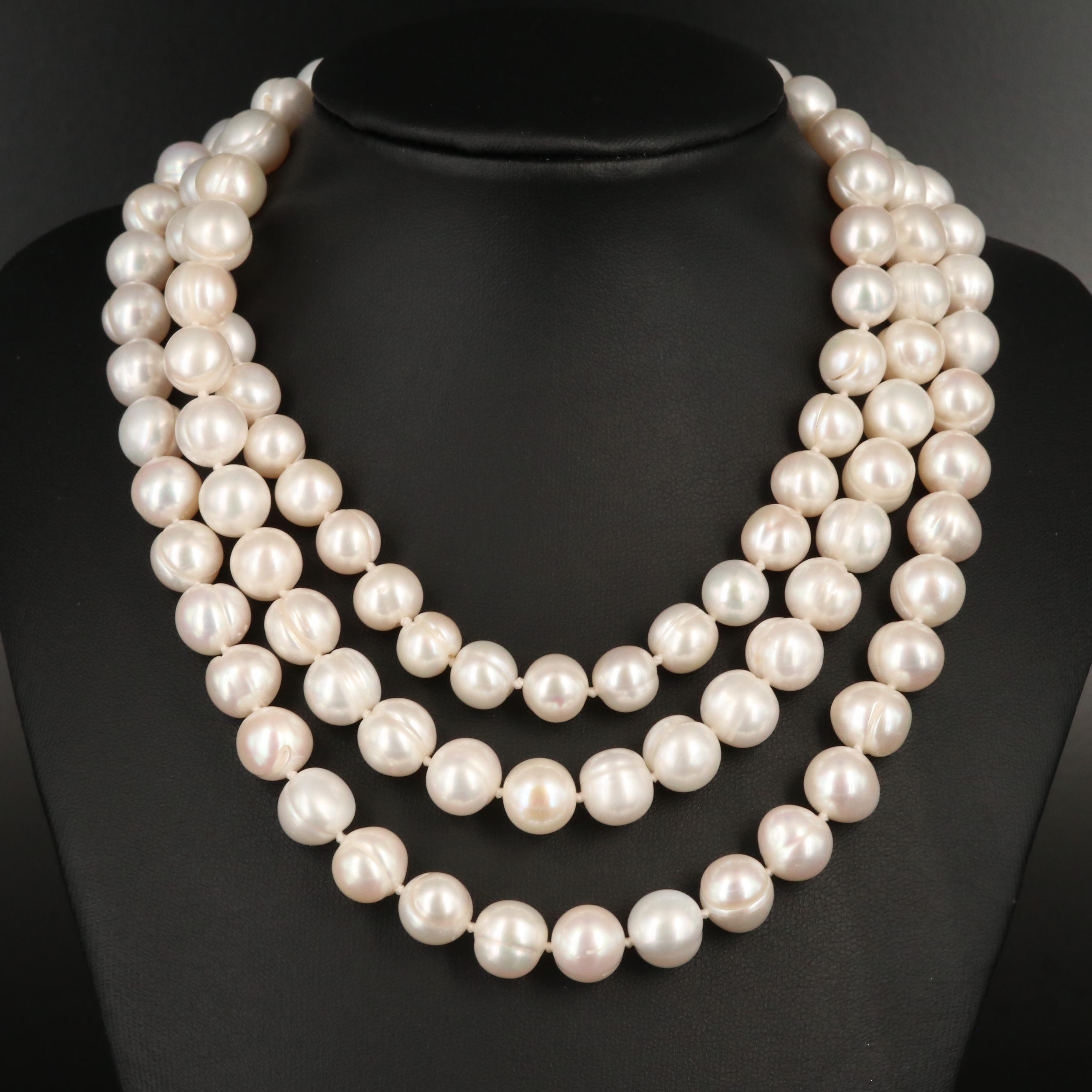 Endless Knotted Pearl Necklace