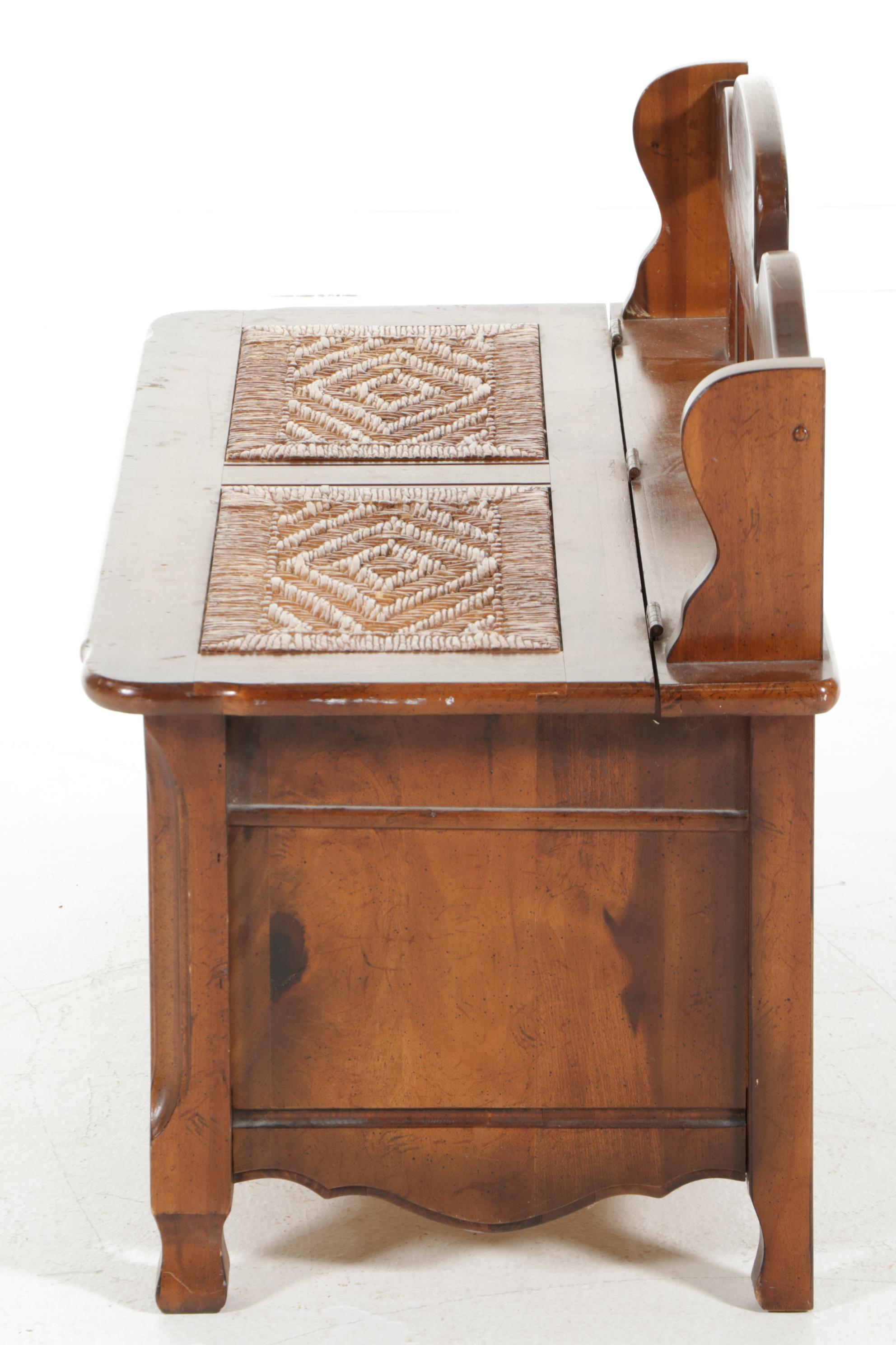 French Provincial Style Cedar-Lined Wood Lift-Lid Storage Bench