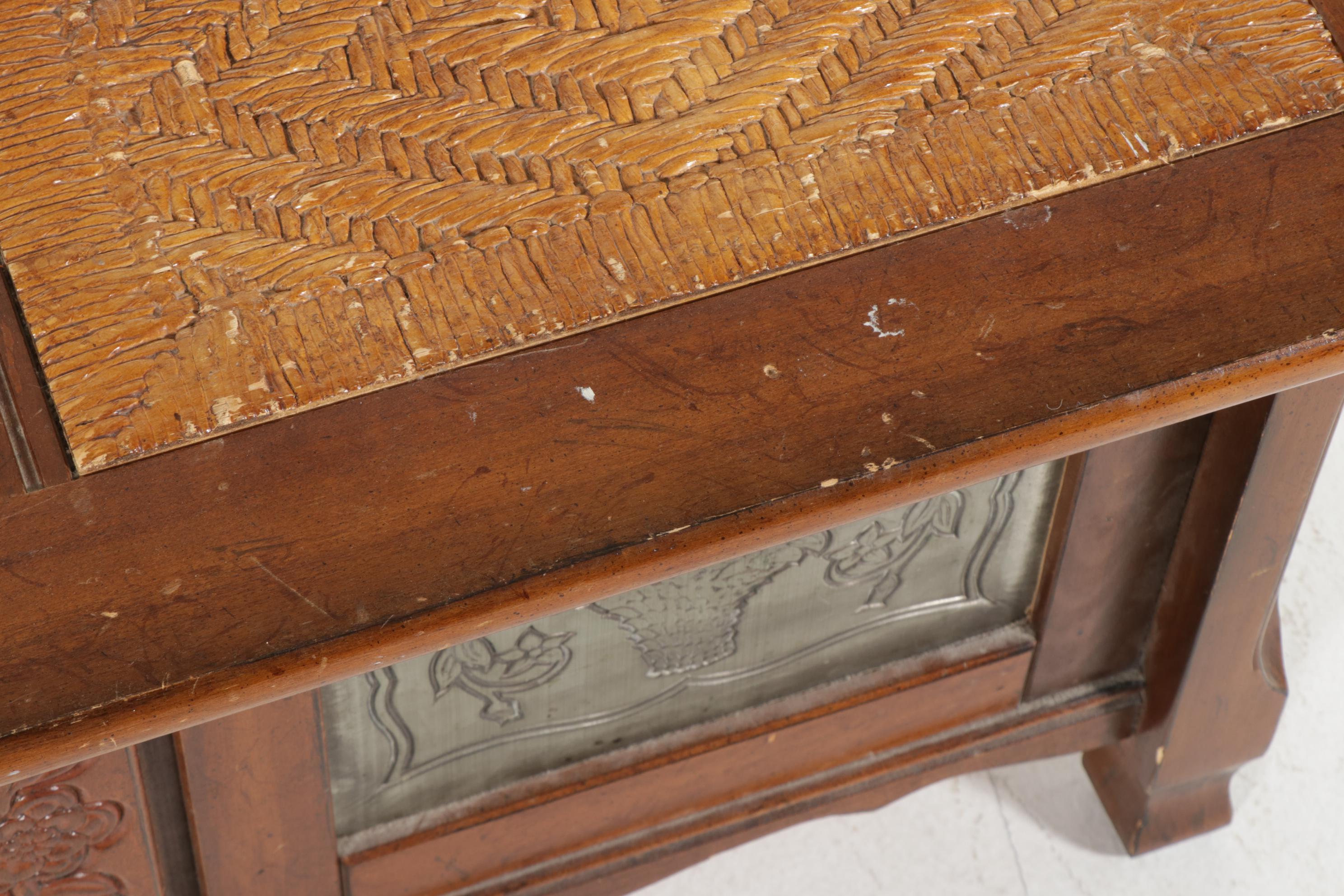 French Provincial Style Cedar-Lined Wood Lift-Lid Storage Bench