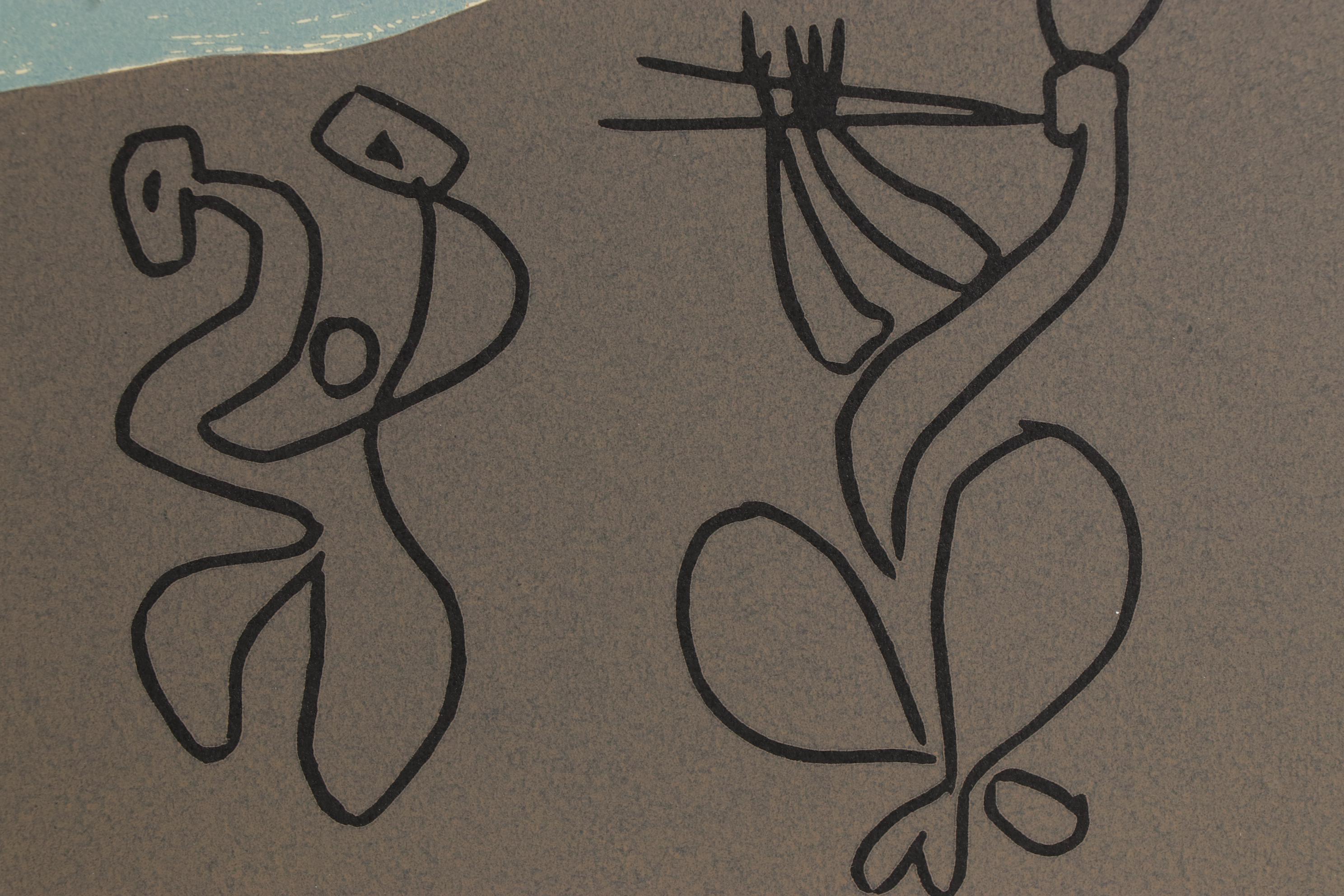 Pablo Picasso Linoleum Cut "Bacchanal With Bull," 1962