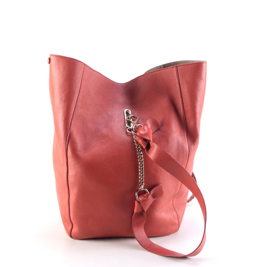 Jimmy Choo Echo Convertible Leather Backpack Purse in Persimmon