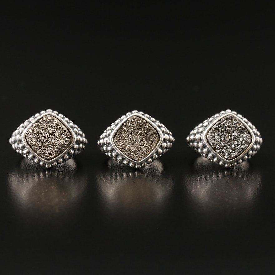 Michael Dawkins Sterling Druzy Rings