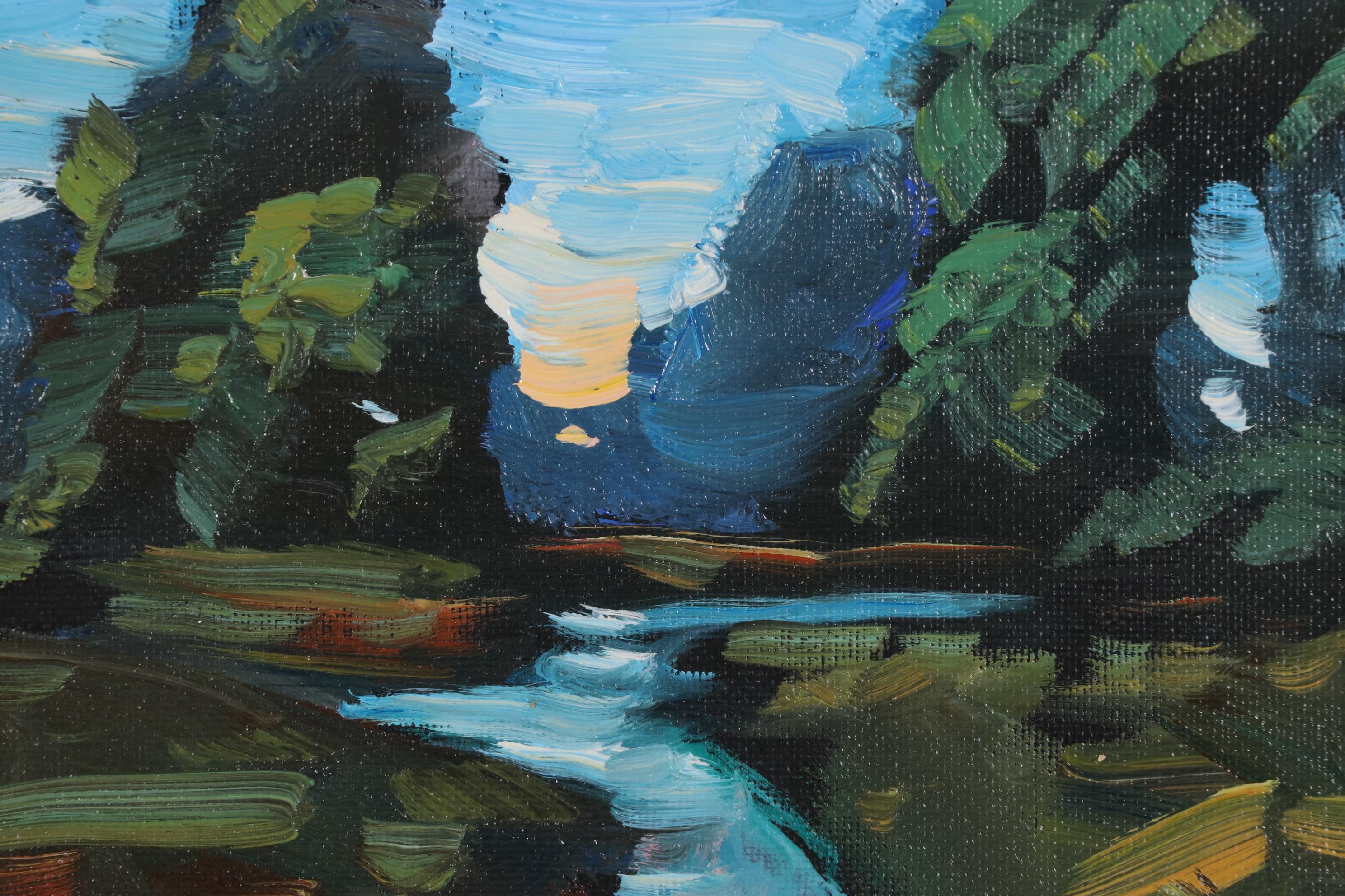 William Hawkins Oil Painting of River Landscape at Sunset, 2021
