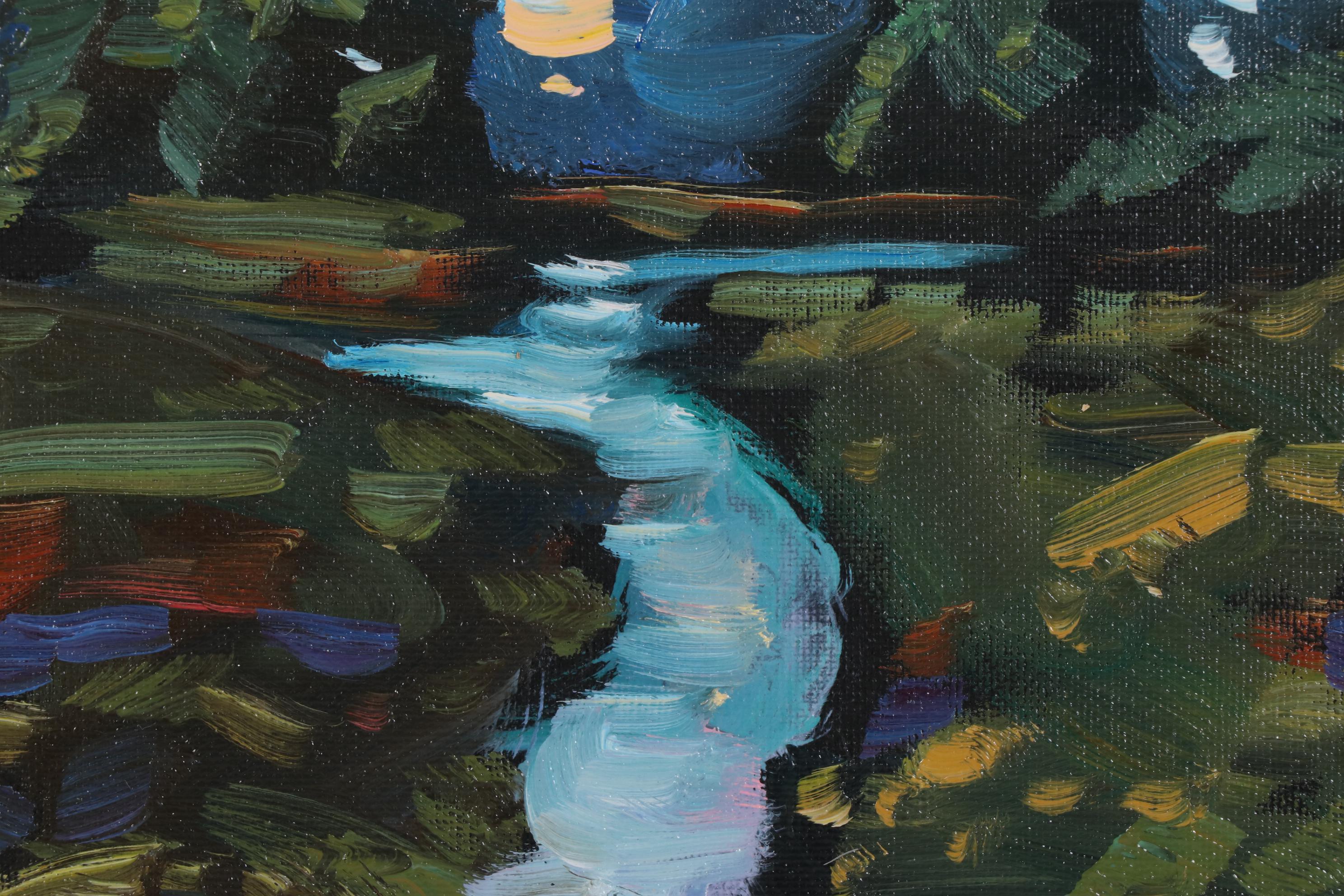 William Hawkins Oil Painting of River Landscape at Sunset, 2021