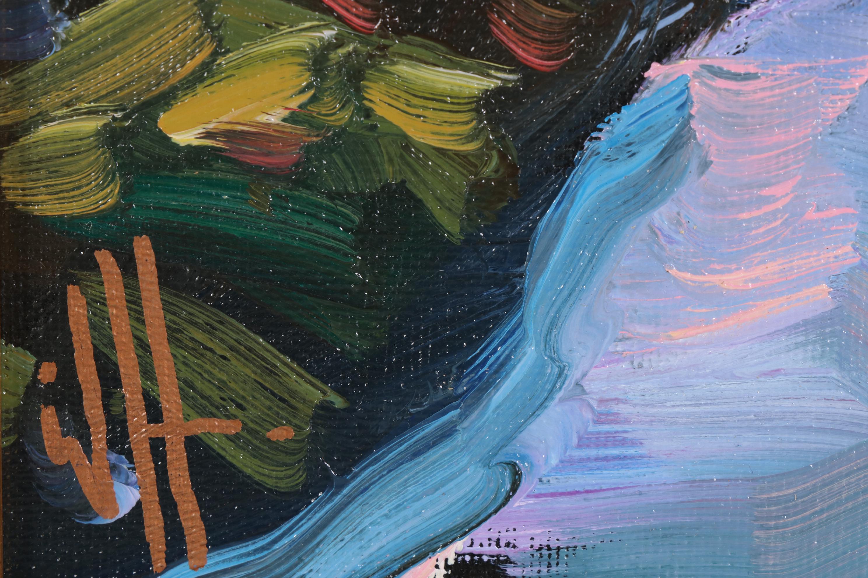 William Hawkins Oil Painting of River Landscape at Sunset, 2021