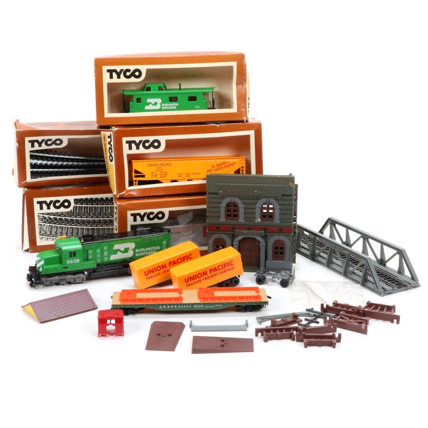 Tyco HO Scale Model Train with Tracks and Accessories, 1970s