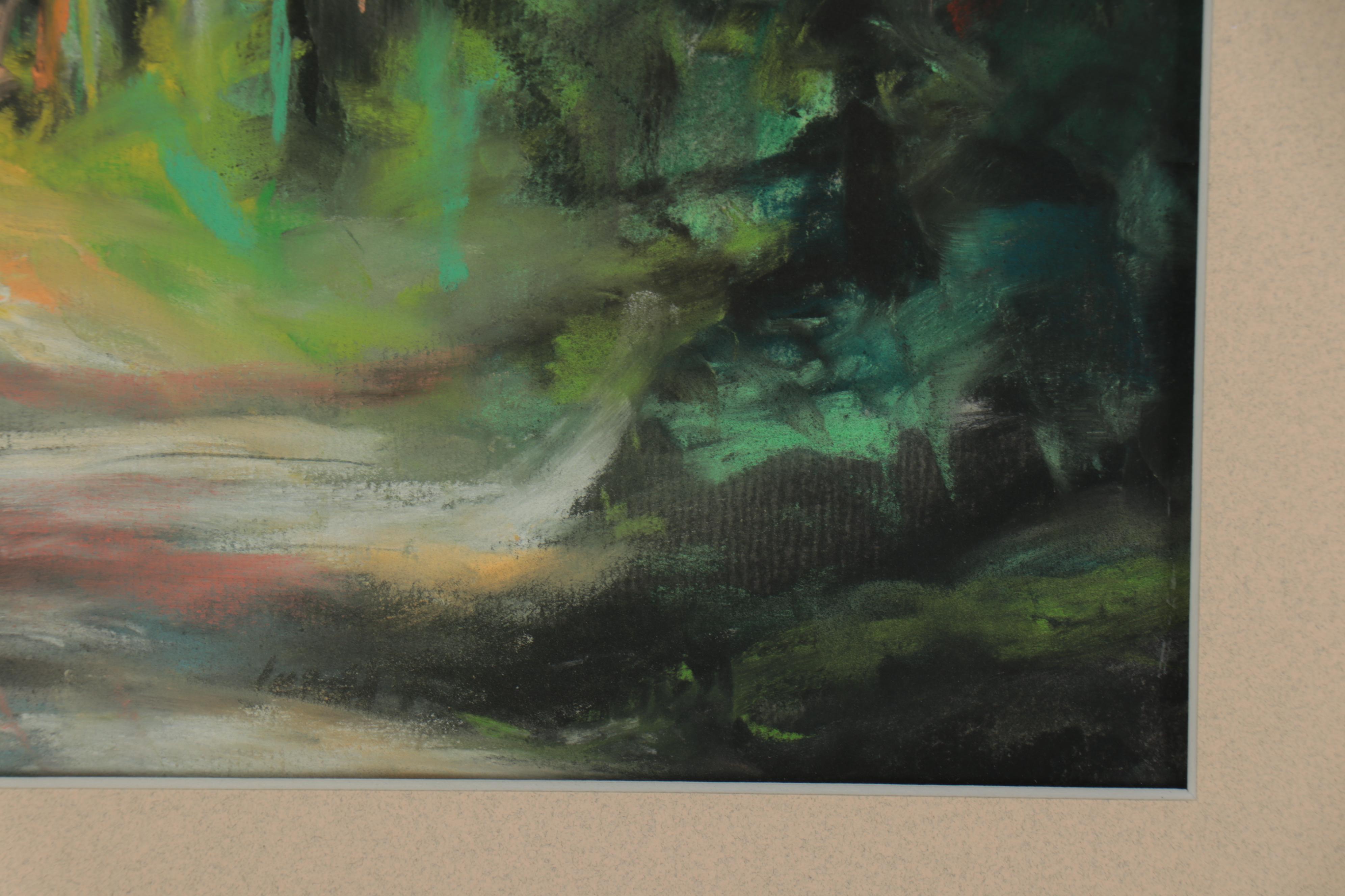 Leigh Rodenbough Pastel Drawing "Into the Woods," Late 20th Century
